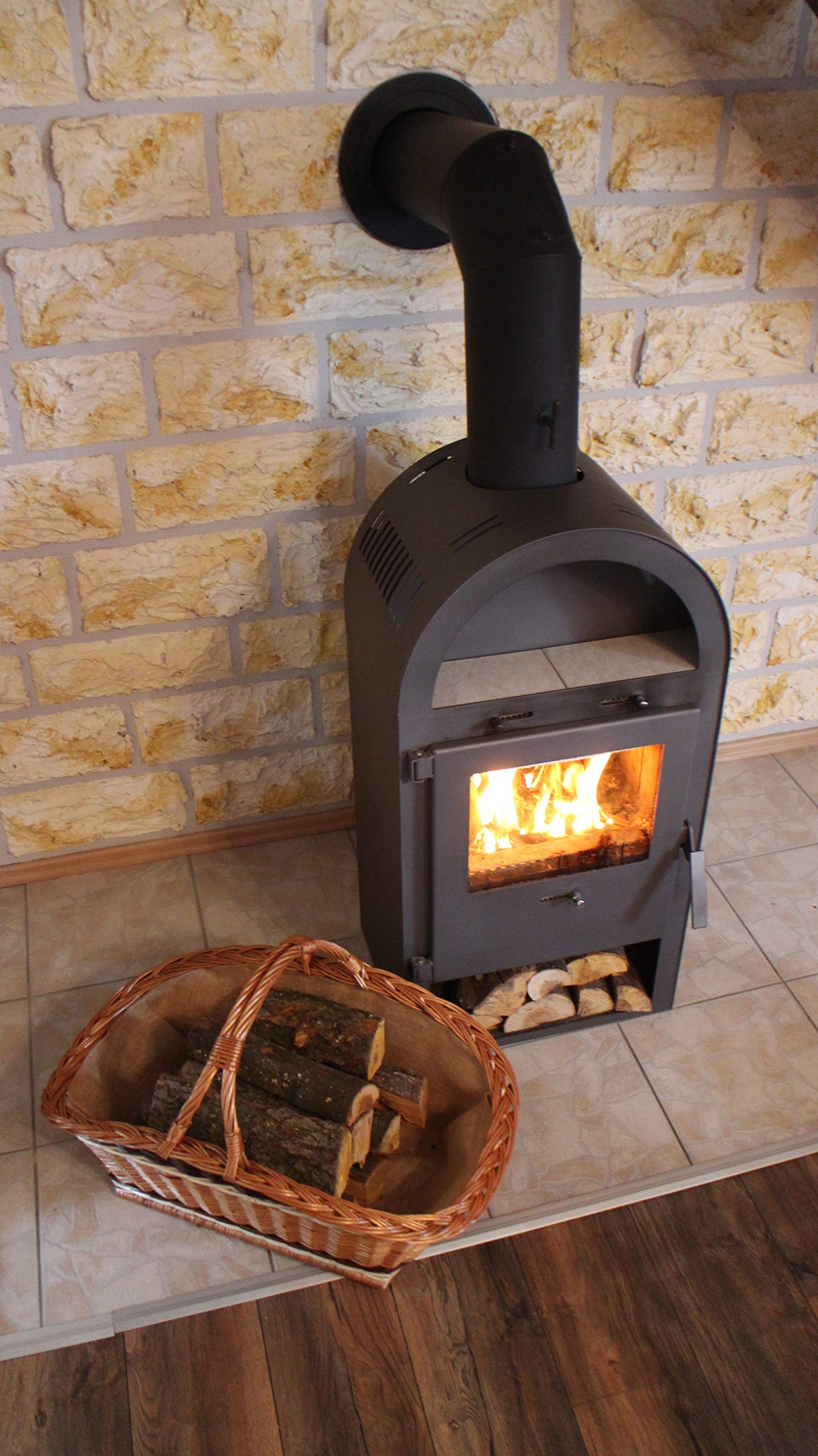Grande cesto per legna da ardere in vimini con borsa in juta, cestino per legna da ardere, cestino per camino, cestino per legna