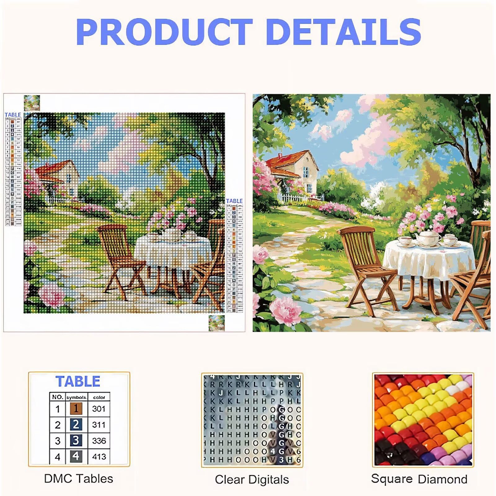 Diamond Painting Adulti, Giardino Diamond Painting Kit Completo, 5D Pittura Diamante Bambini Attività Manuale Creativa e Idea Regalo, Diamantini Crystal Art Tela Fai Da Te Kit 70x70cm Primavera FX#731