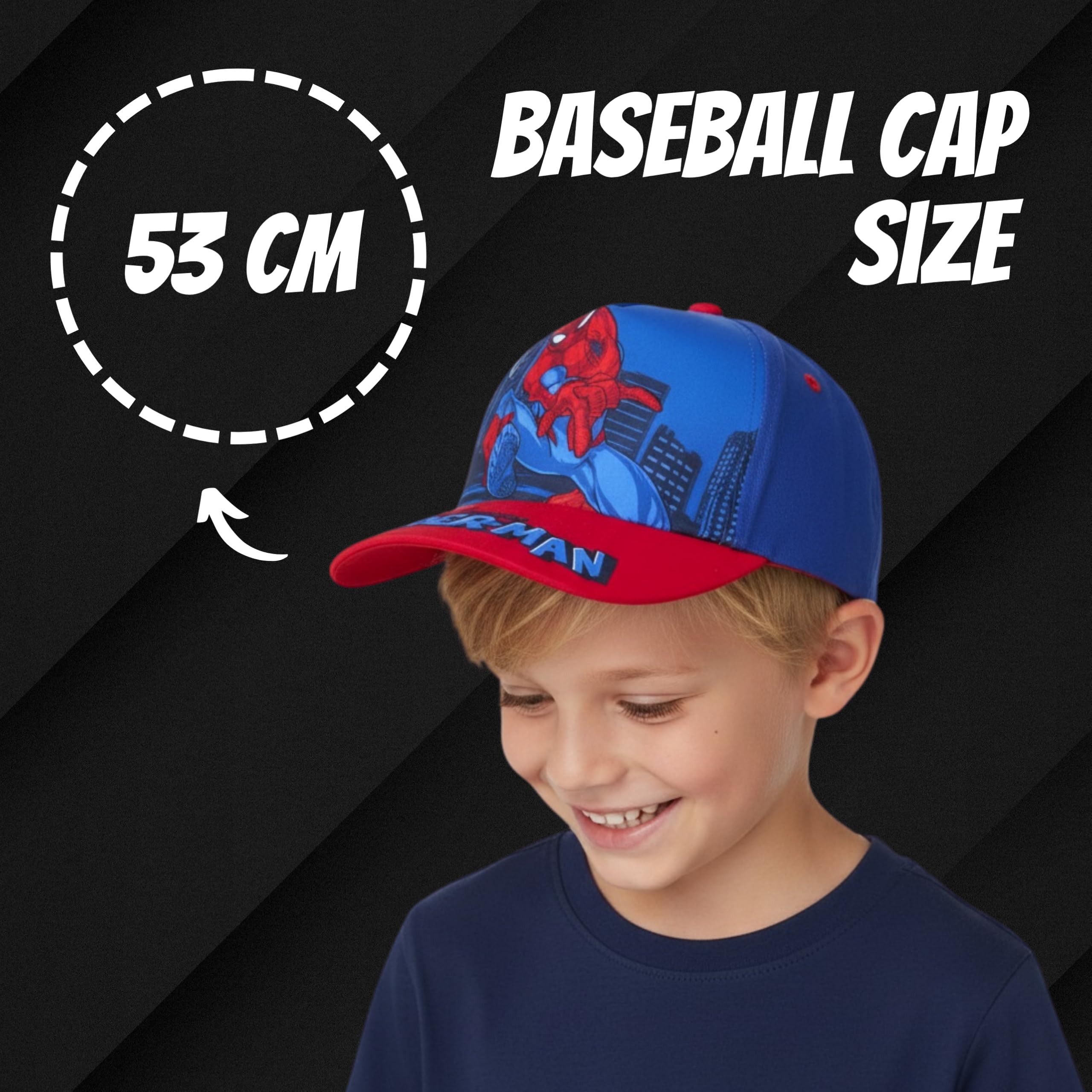 Marvel Spider-Man Set da Cappello da Baseball e Occhiali da Sole per Ragazzi, Occhiali da Sole con Protezione UV, Berretto per Bambini