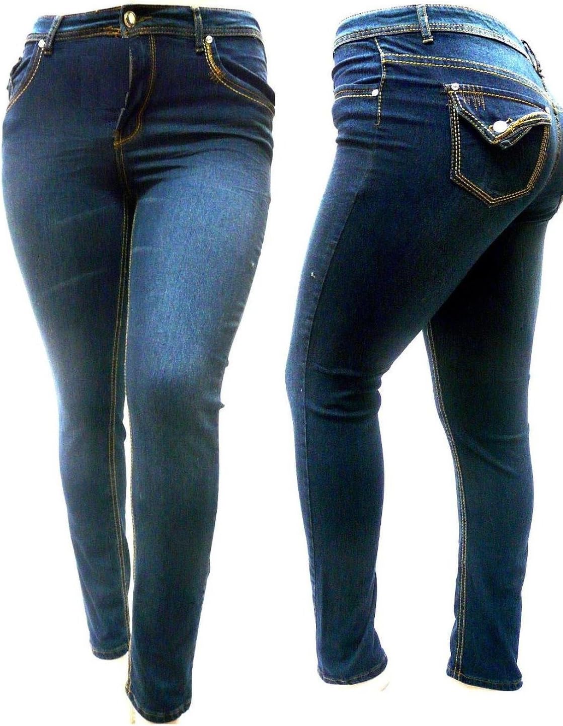 LA CHULA Dark Blue Stretch Denim Jeans Women's Plus Size Pants Skinny Leg