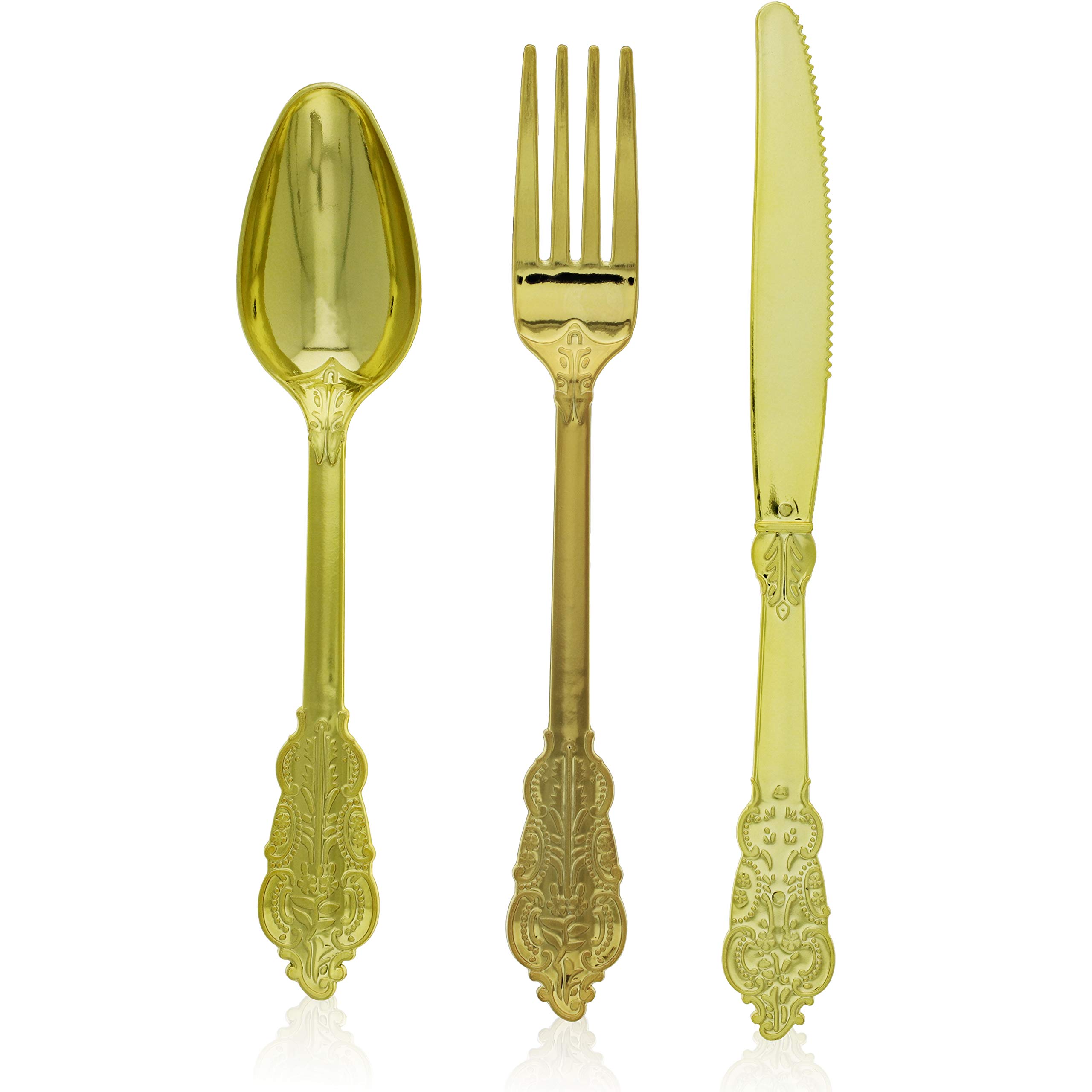Gold Vintage Wedding Silverware (72 Pack)