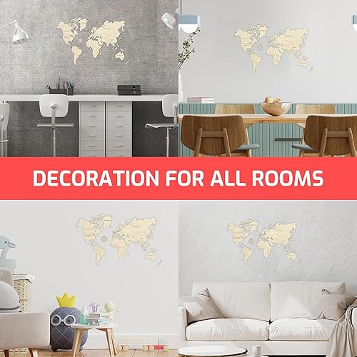 Miniatura 7 de WOODEN.CITY Decoración de pared de madera con mapa del mundo M - Places I've Been Map of the World Wall Art - Hecho en la UE