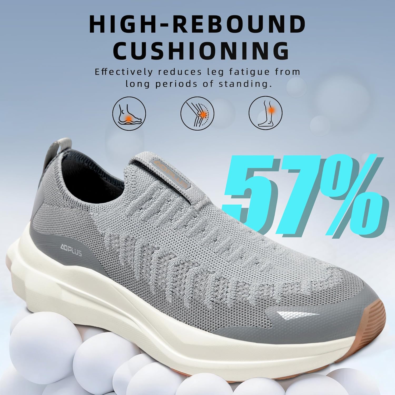 Men’s Slip On Walking Shoes with Arch Support, Breathable Knit, Cushioned, Comfortable and Non-Slip Sneakers for All Day Standing, Walking
