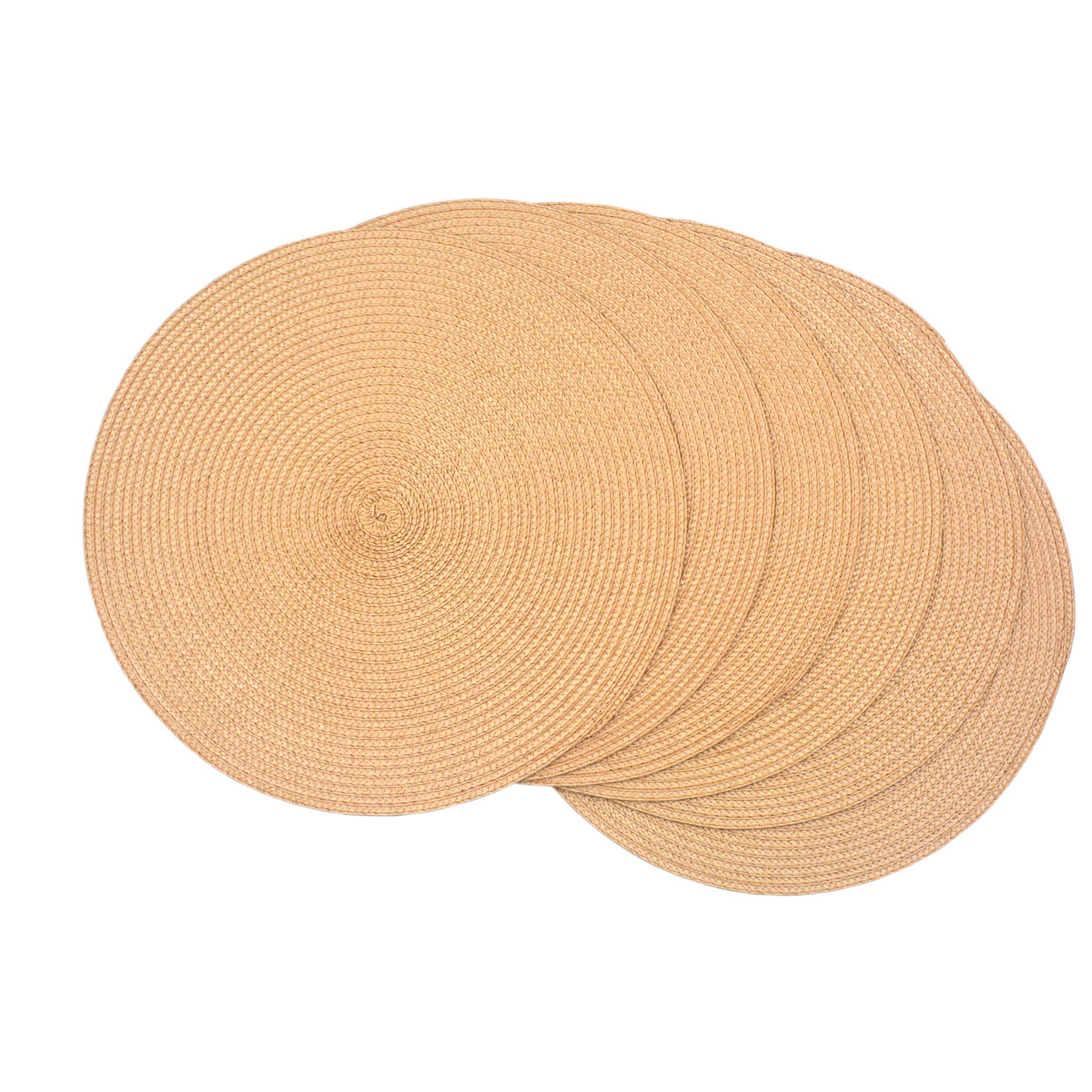 SCF2017 Round Woven Plastic Placemats 38cm Stylish and Practical Dining Table Mats,Set of 6,Khaki โ image 1