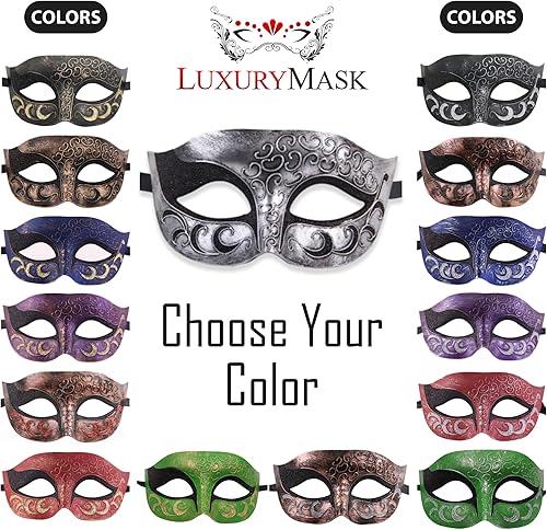Miniatura 6 de Máscara de mascarada para hombre, máscara de aspecto antiguo para Halloween, fiesta veneciana, fiesta de máscaras y baile de máscaras