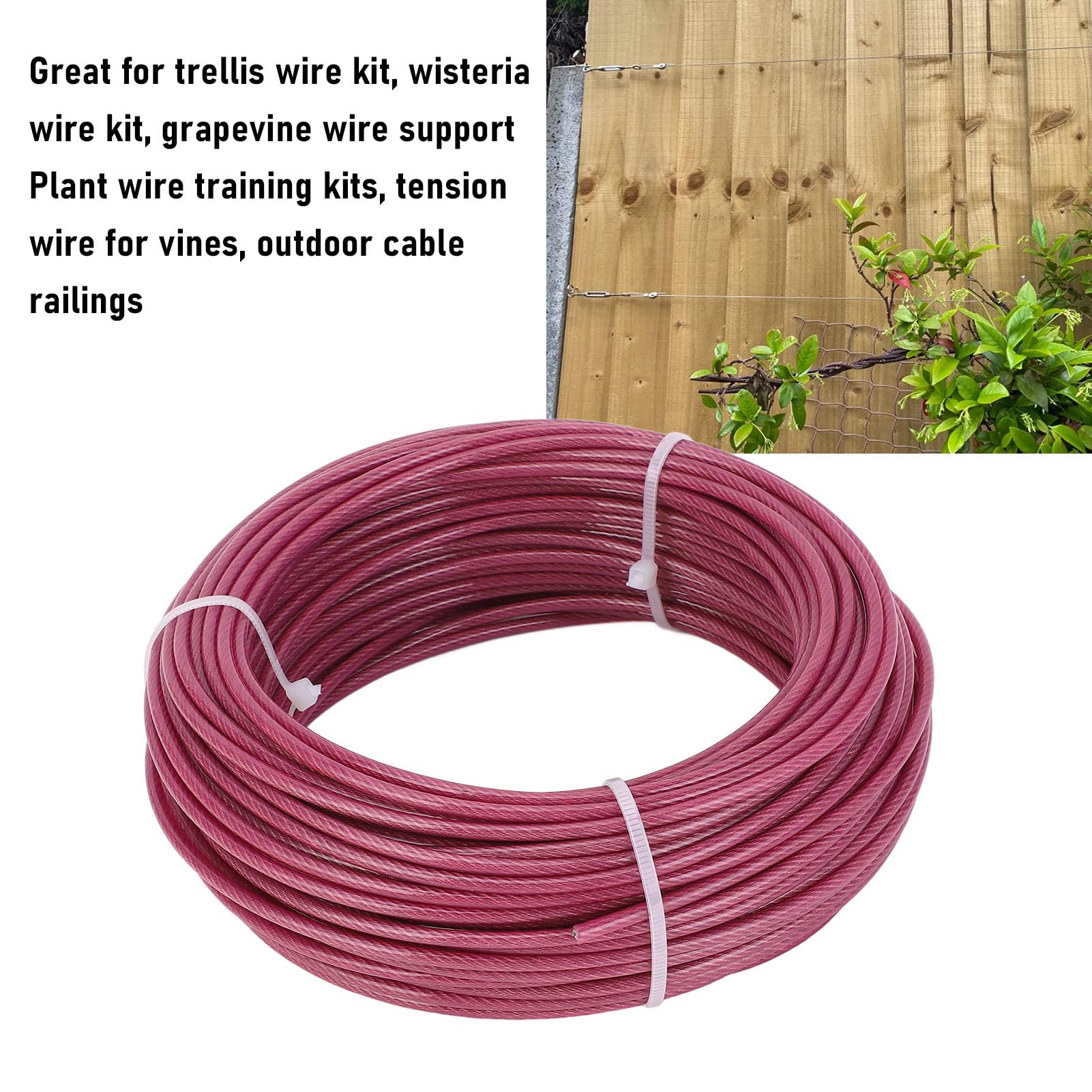 Turnbuckle Wire Tensioner Kit, Clothesline Wire Trellis Wire Kit, 100ft Stainless Steel Cable Wire Rope, Turnbuckle Tension Hook, Eye Screw, for String Light Hanging, Shade Sail