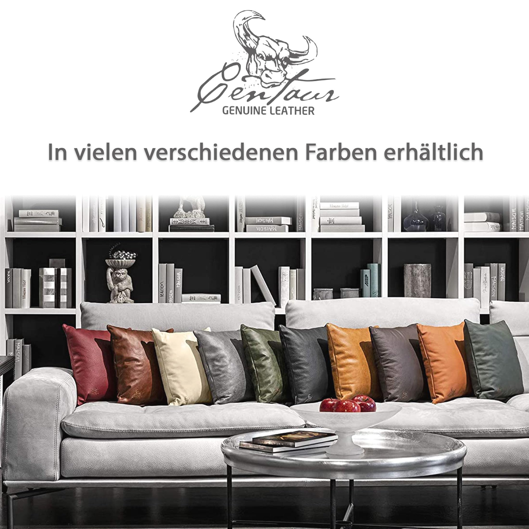 Centaur - Cuscino in vera pelle al 100% - Cioccolato 50 x 50 cm Cuscino in pelle per divano o camera da letto Decorativo Facile da pulire - Fatto a mano in Germania
