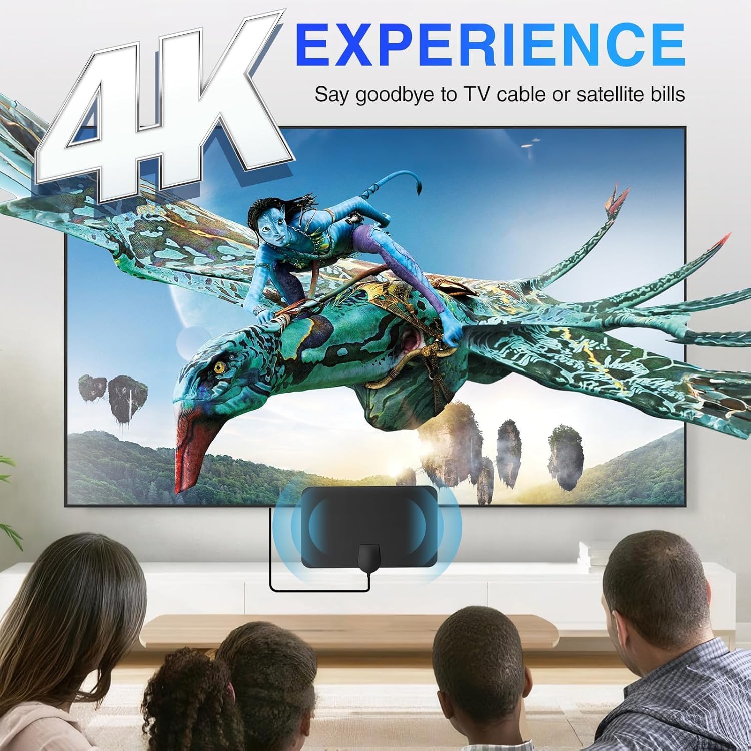 Powerfull, antenna TV da interni con amplificatore di segnale, antenna TV digitale per interni con segnale forte per TV Freeview, portata oltre 400 km, supporto HDTV 4K 1080p