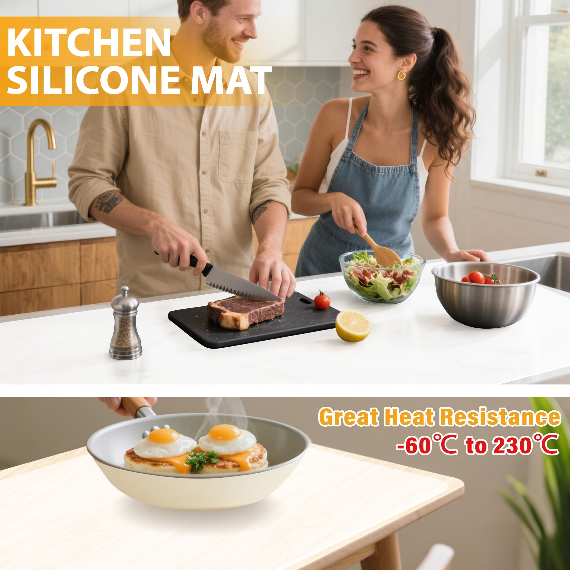 SOSMAR Grands tapis en silicone pour plans de travail - 120 x 60 cm - Protection de plan de travail de cuisine - Feuille de silicone pour résine - Résistant à la chaleur - Antidérapant - Imperméable
