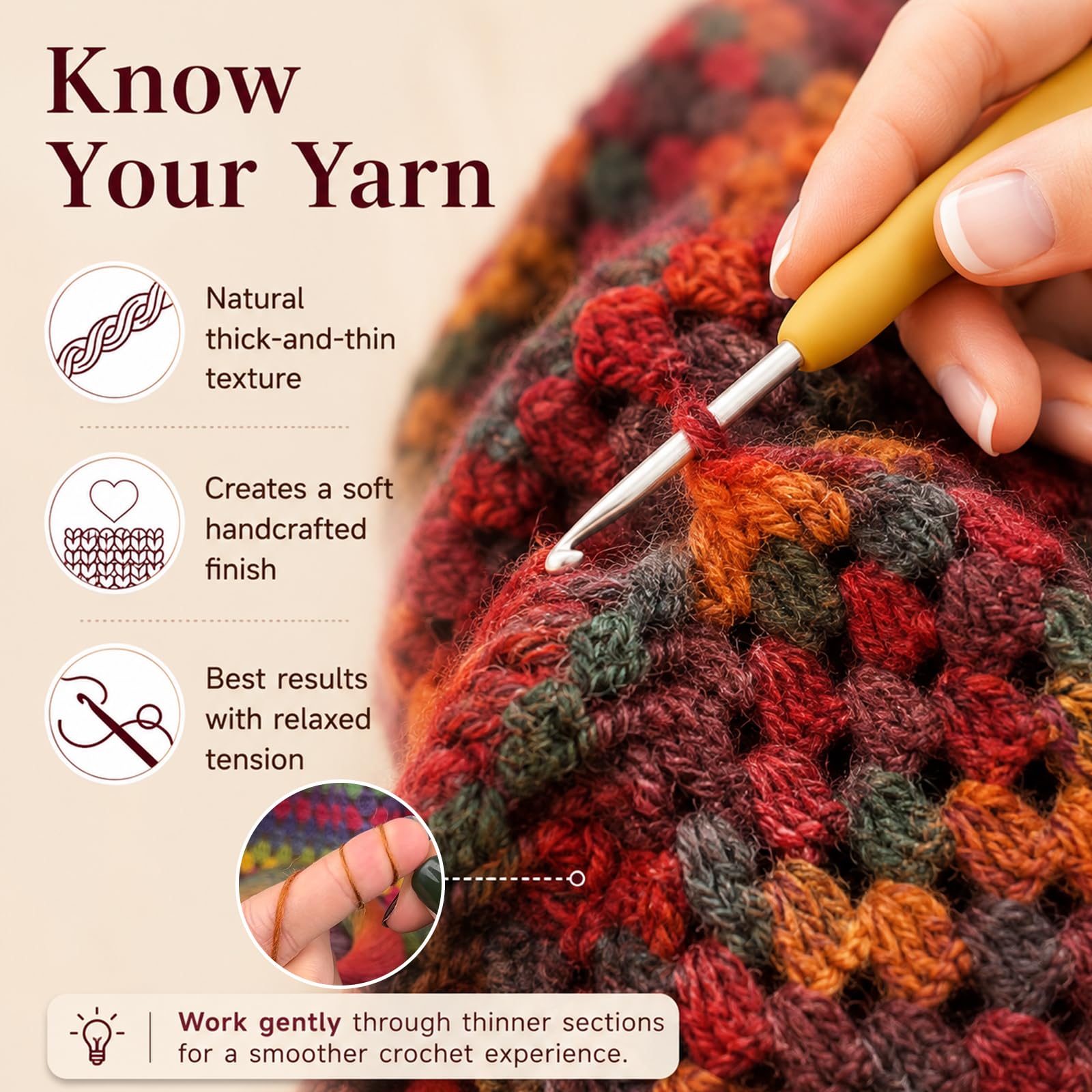 Aeelike Kit all'uncinetto per principianti, coperta arcobaleno sfumata, kit completo per uncinetto con filato di lana abbastanza caldo e caldo, video tutorial, kit per lavoro a maglia facile per