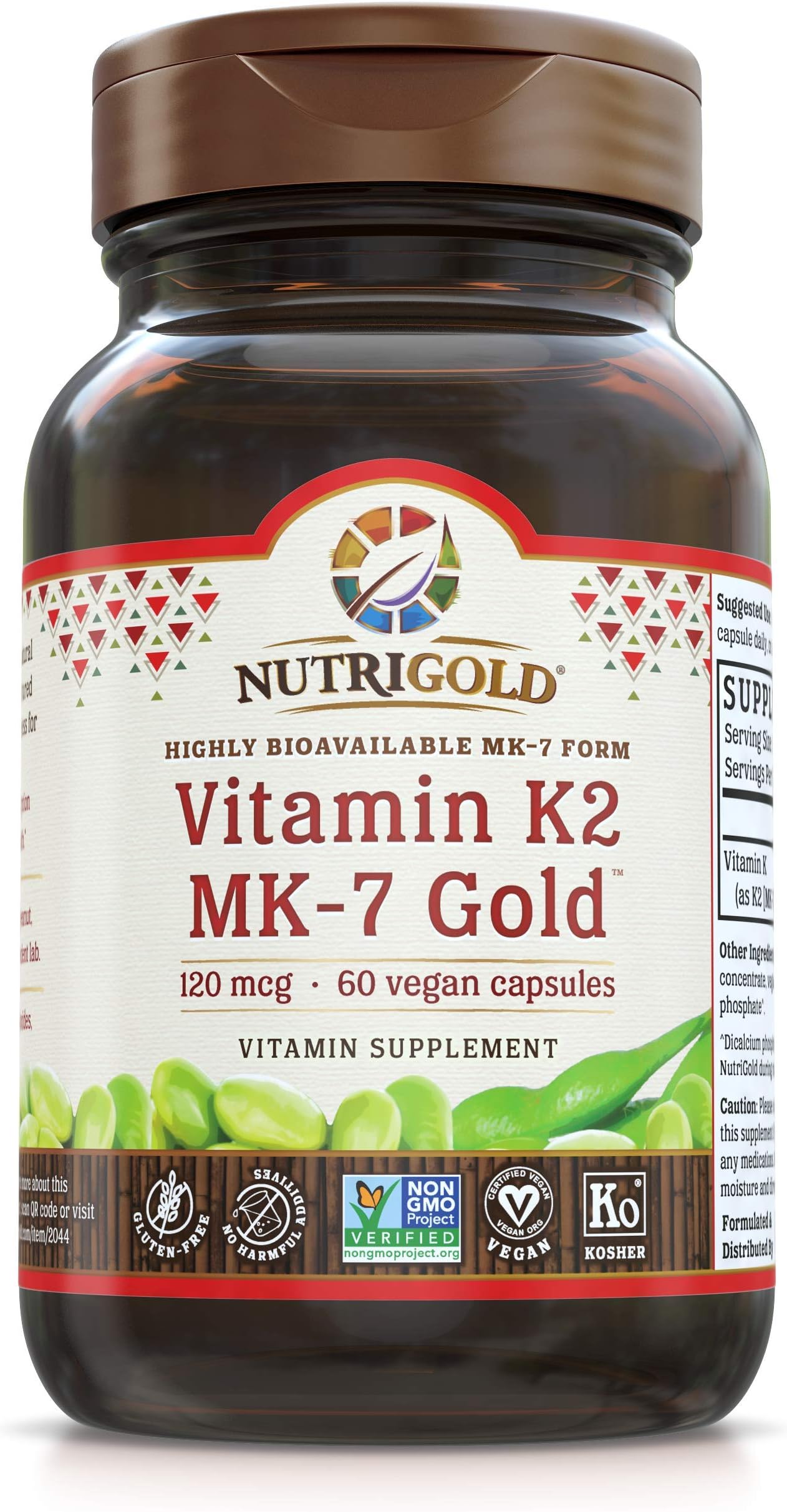 Vitamin K2 Mk-7, 100 Mcg, 60 Liquid Vegetarian Capsules - The Gold Standard 100% Natural Vitamin K2 in Organic Olive Oil and Certified Free of Gmos and Allergens