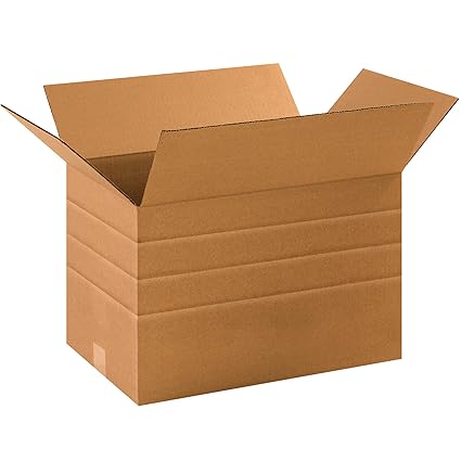 BOX USA 25 Pack of Multi-Depth Corrugated Cardboard Boxes, 17 1/4