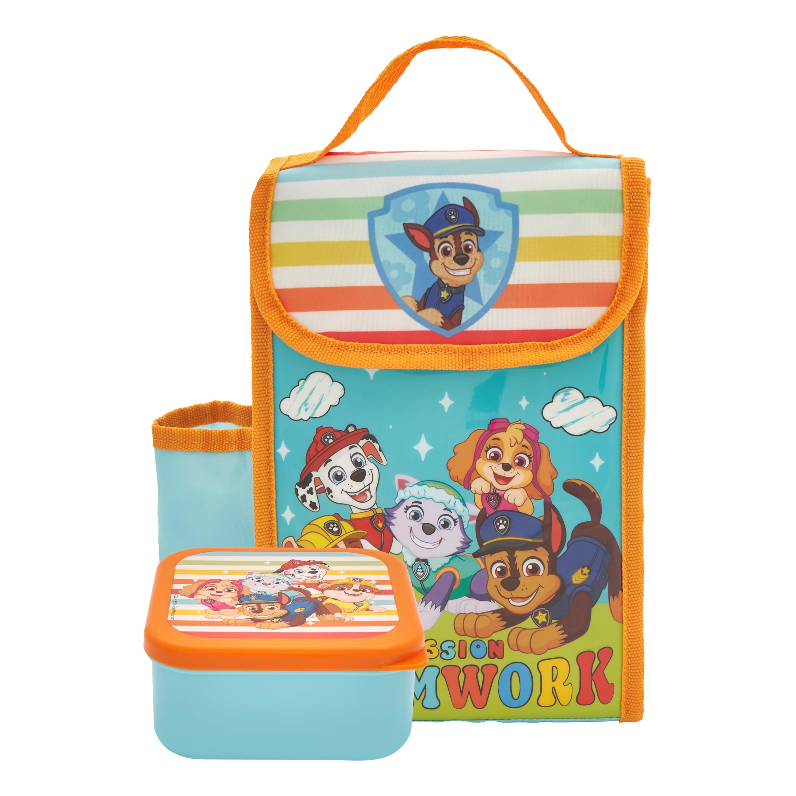 Paw Patrol Kids Lunch Bag with Kids Snack Box by Polar Gear Toys for Boys and Girls - Back to School Supplies - Insulated Lunch Box Bag with Bottle Pocket and Snack Pot