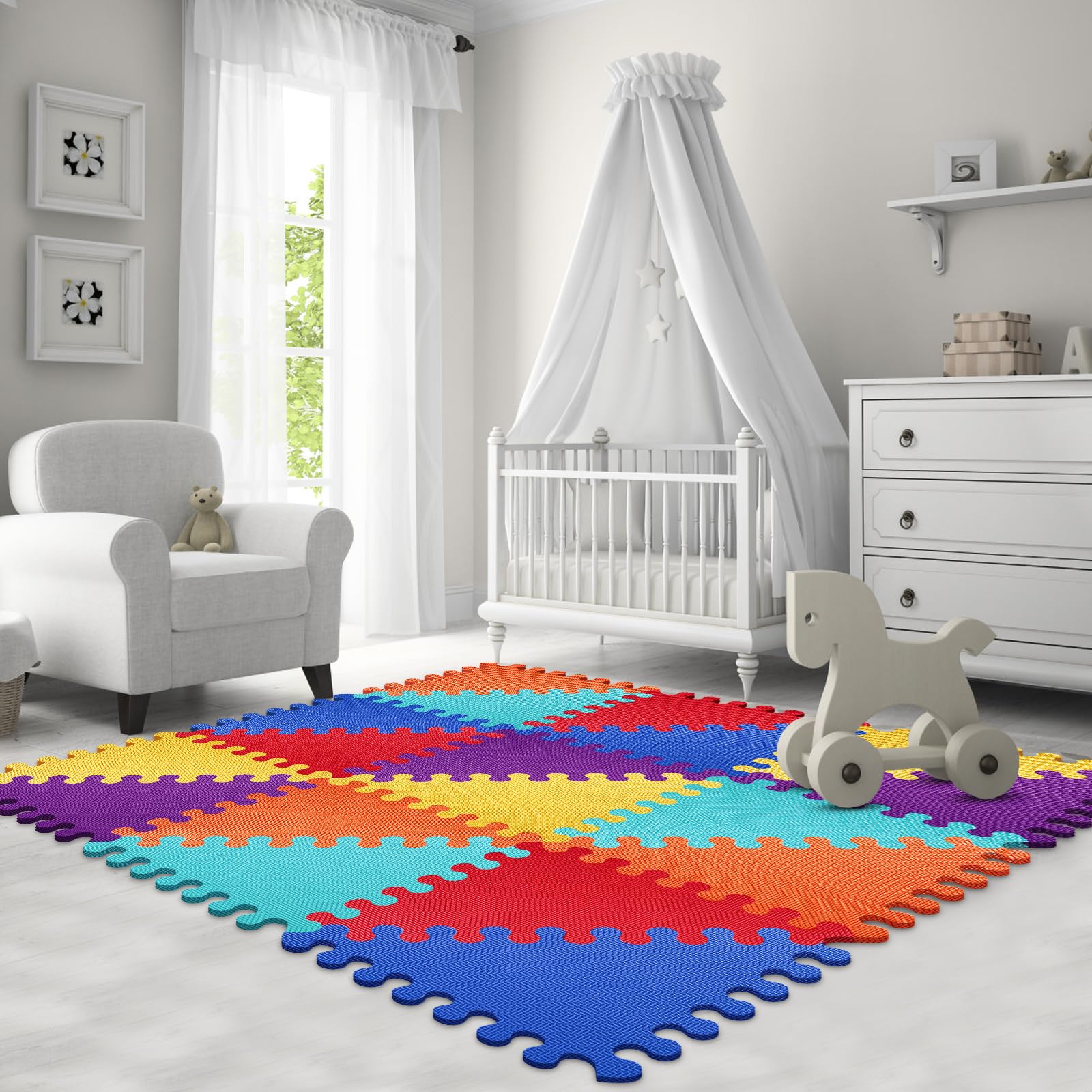 Alfombra Bebe Alfombra Puzzle Bebé 25 Piezas Goma Eva 120x120 Cm