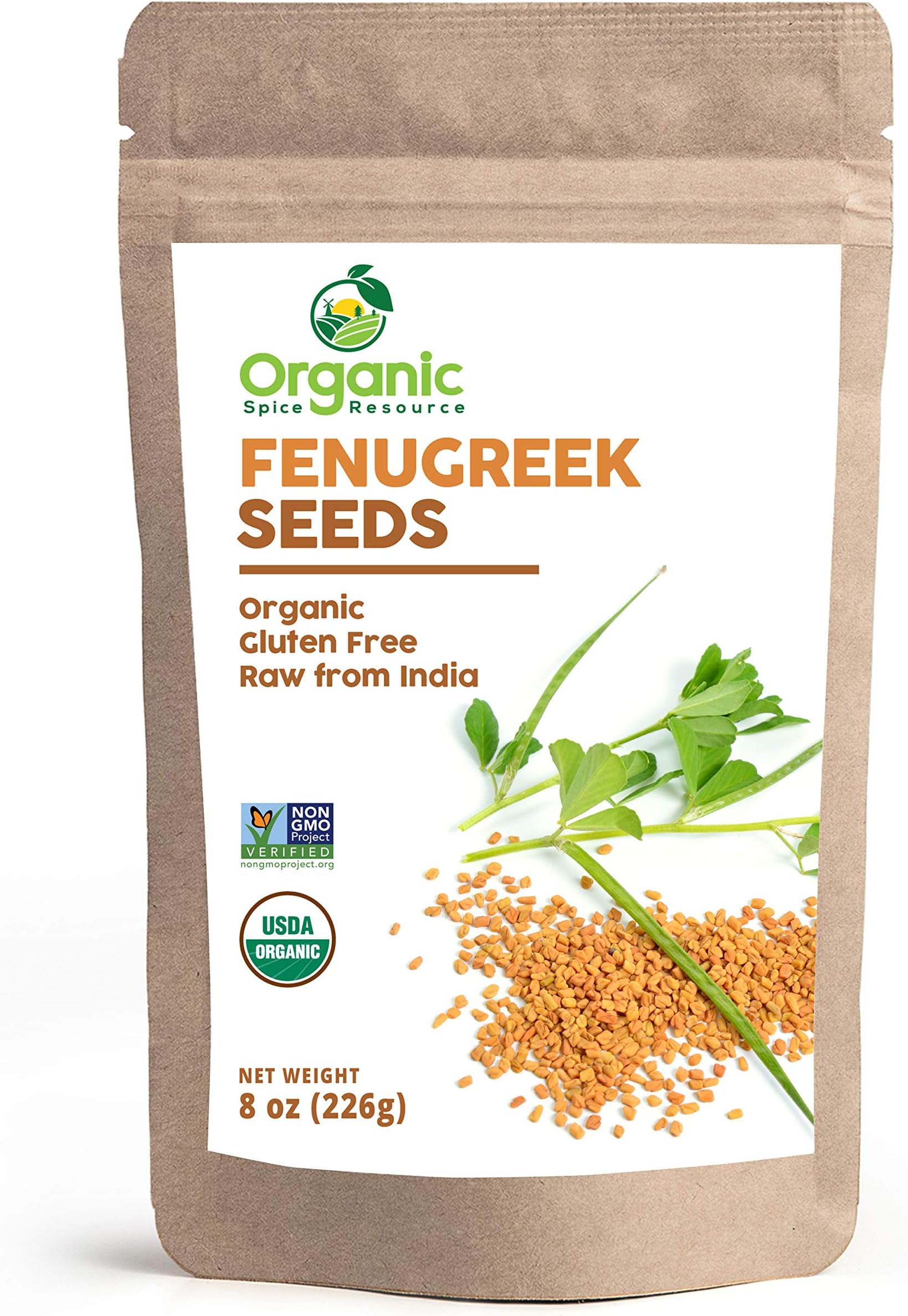 Organic Fenugreek Seeds | 8 Ounce | USDA Organics and Non-GMO Verified Project Approved | Product of India | 100% Raw and Natural | Resealable Kraft Bag by SHOPOSR