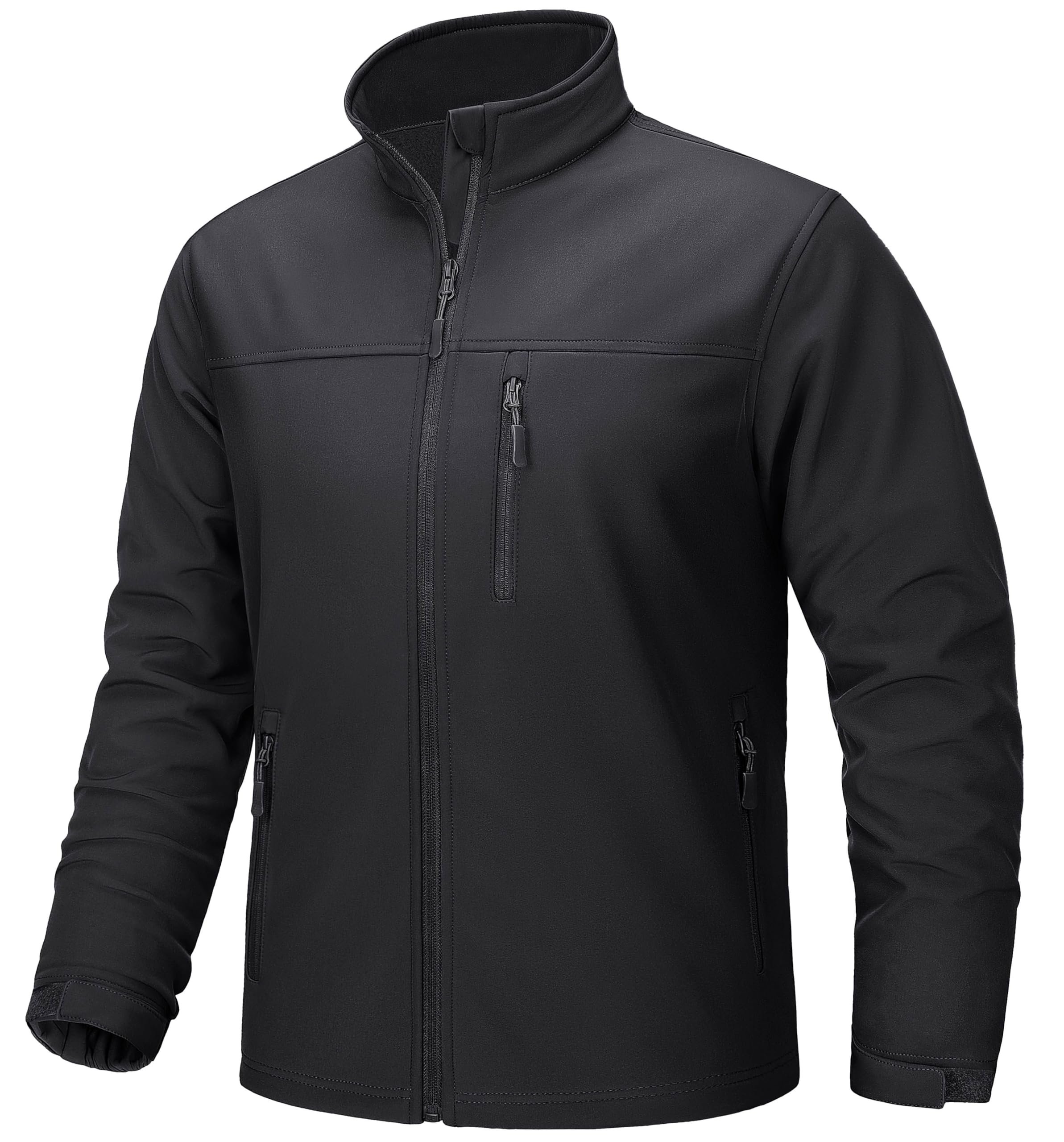 TACVASENMen's Lightweight Softshell Jacket Fleece Lined Waterproof Tactical Rain Zip Up Winter Coat Windbreaker Casual