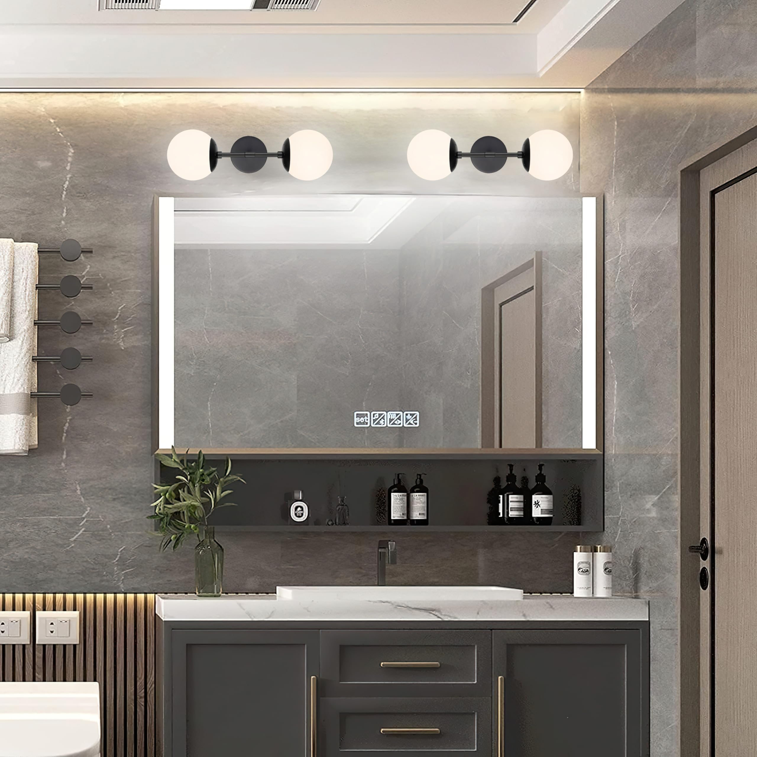 KoKo&Yukina Mid Century Modern Bathroom Vanity Light - 2-Light Matte - View #13