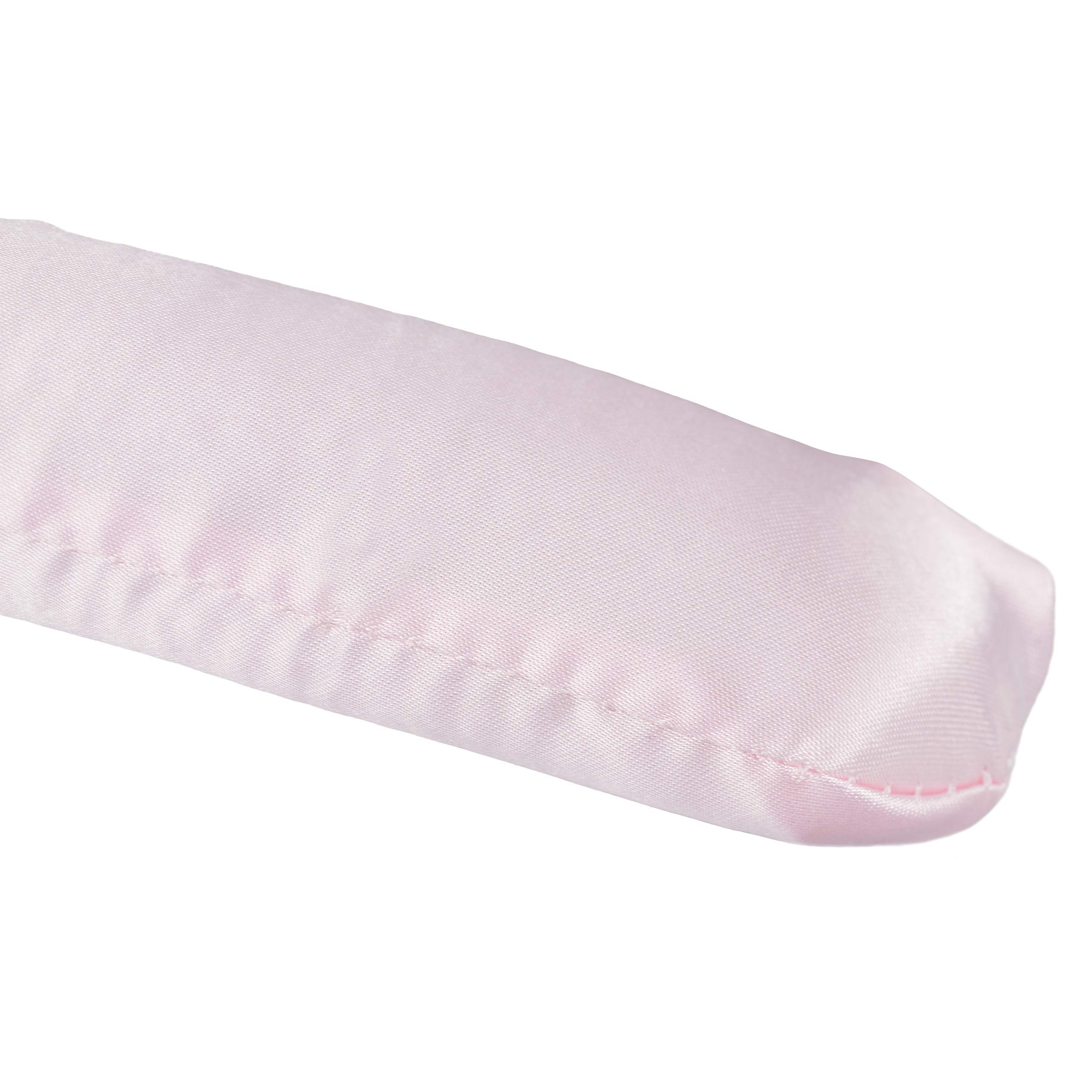 Relaxdays Grucce Appendiabiti in Raso in Set da 10, Imbottite, Gancio Girevole a 360°, Fiocco Decorativo, 38 cm, Rosa