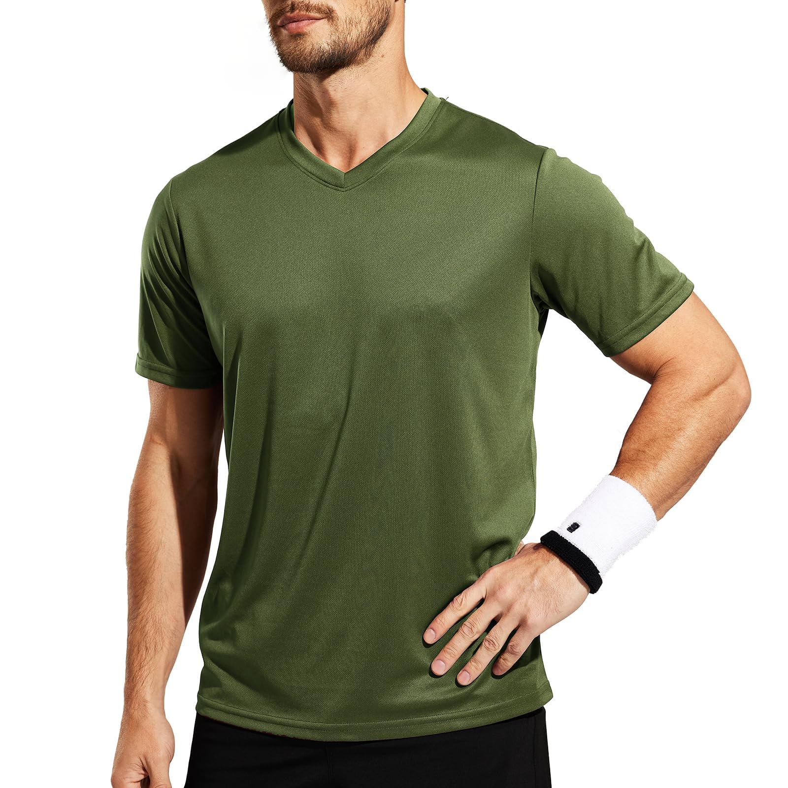 Men's V-Neck Workout T-Shirt, Quick Dry
