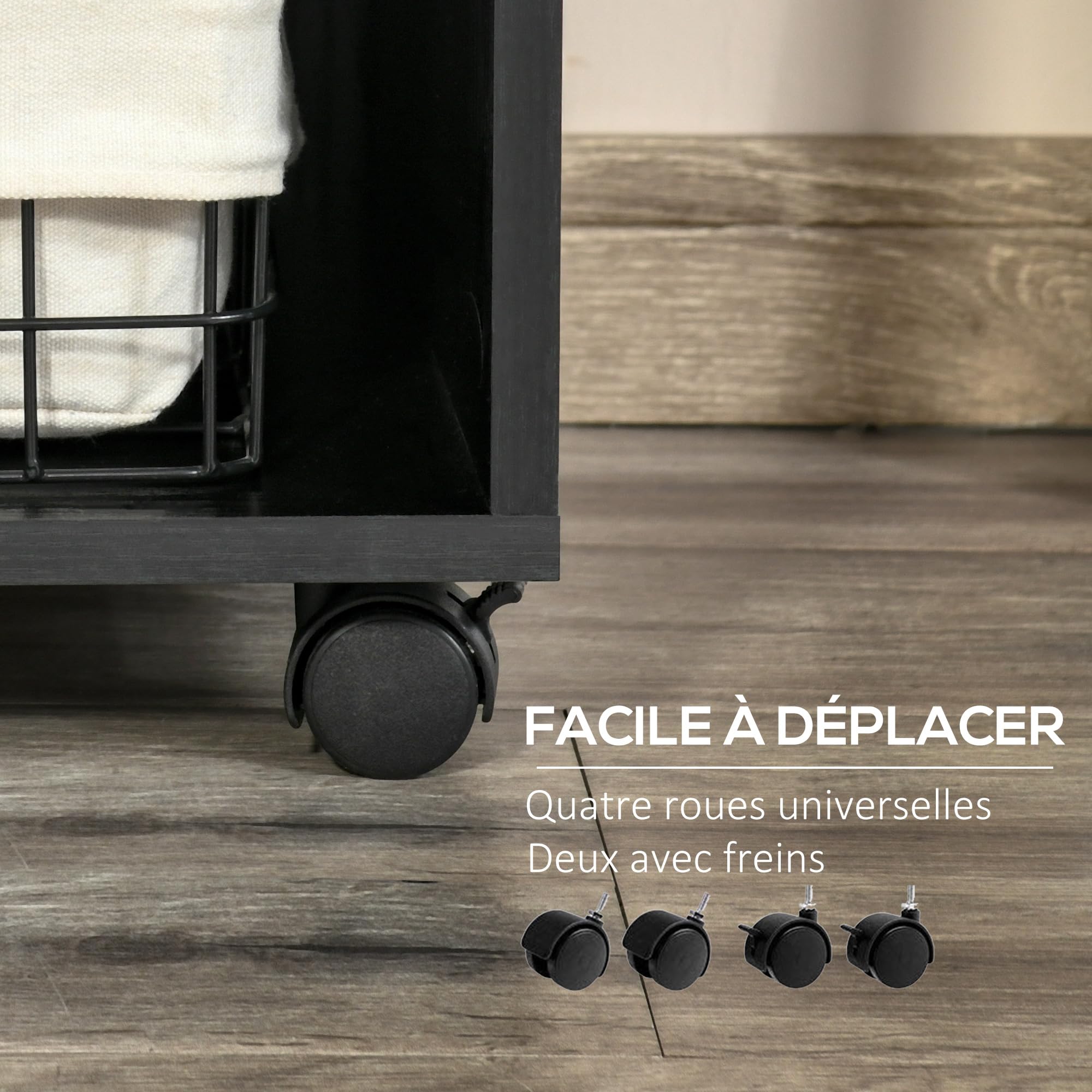 HOMCOM Support d'imprimante Organiseur Bureau Caisson 3 tiroirs + 2 niches + Grand Plateau Panneaux Particules Noir