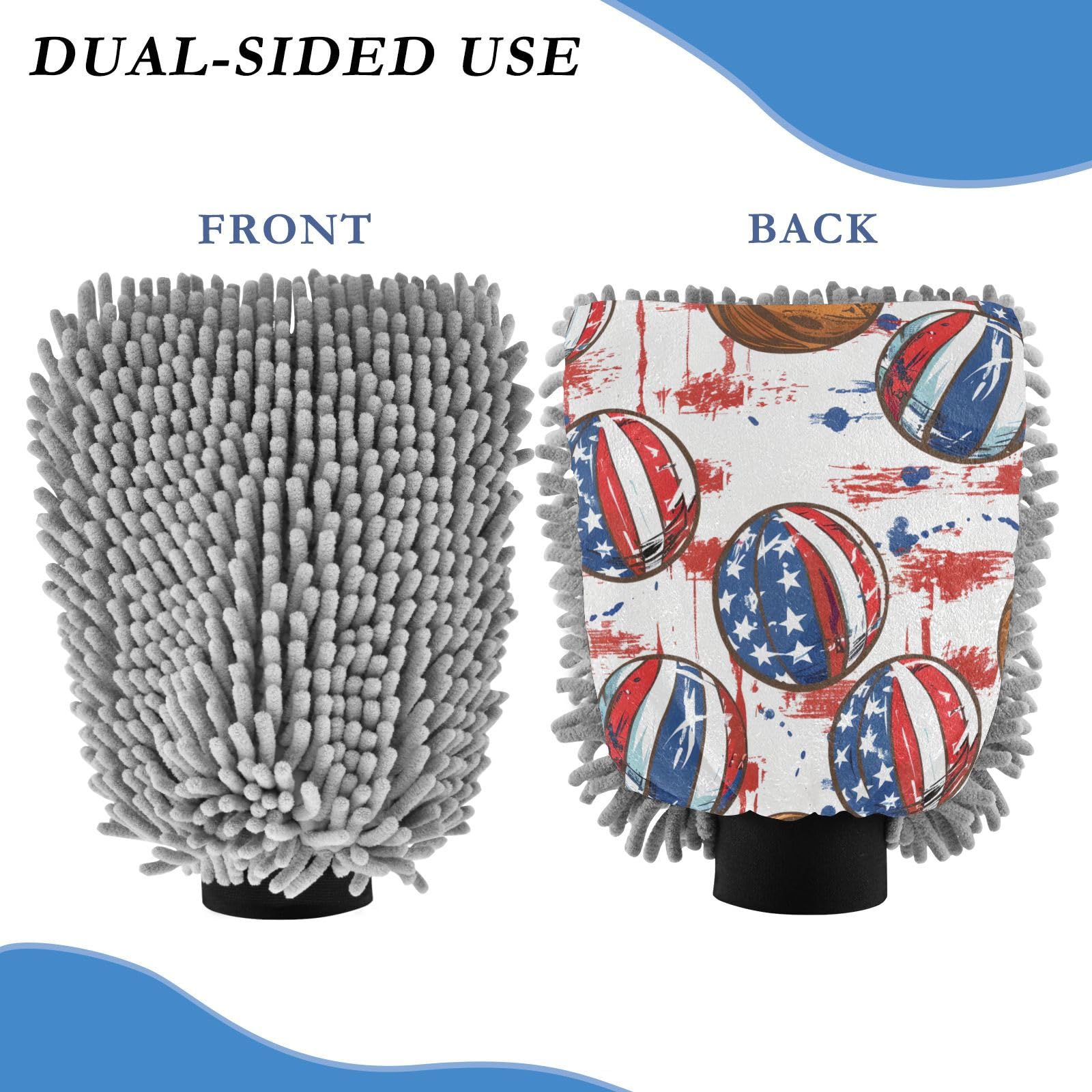 IOACIY Absorbent Microfiber Car Wash Drying Mitts, 2 Pack, Scratch-Free & Lint-Free, Rich Foam, Highly Absorbent, Double Sided, Wash Mitt Perfect for Car Washing, M, Basketball (5)