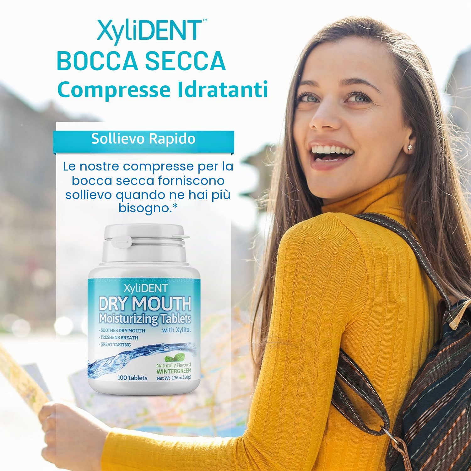 XyliDENT compresse di xilitolo per sollievo dalla bocca secca, verde inverno, 100 pezzi | Stimola la saliva, rinfresca l'alito, riduce la produzione di acido, sollievo ad azione rapida