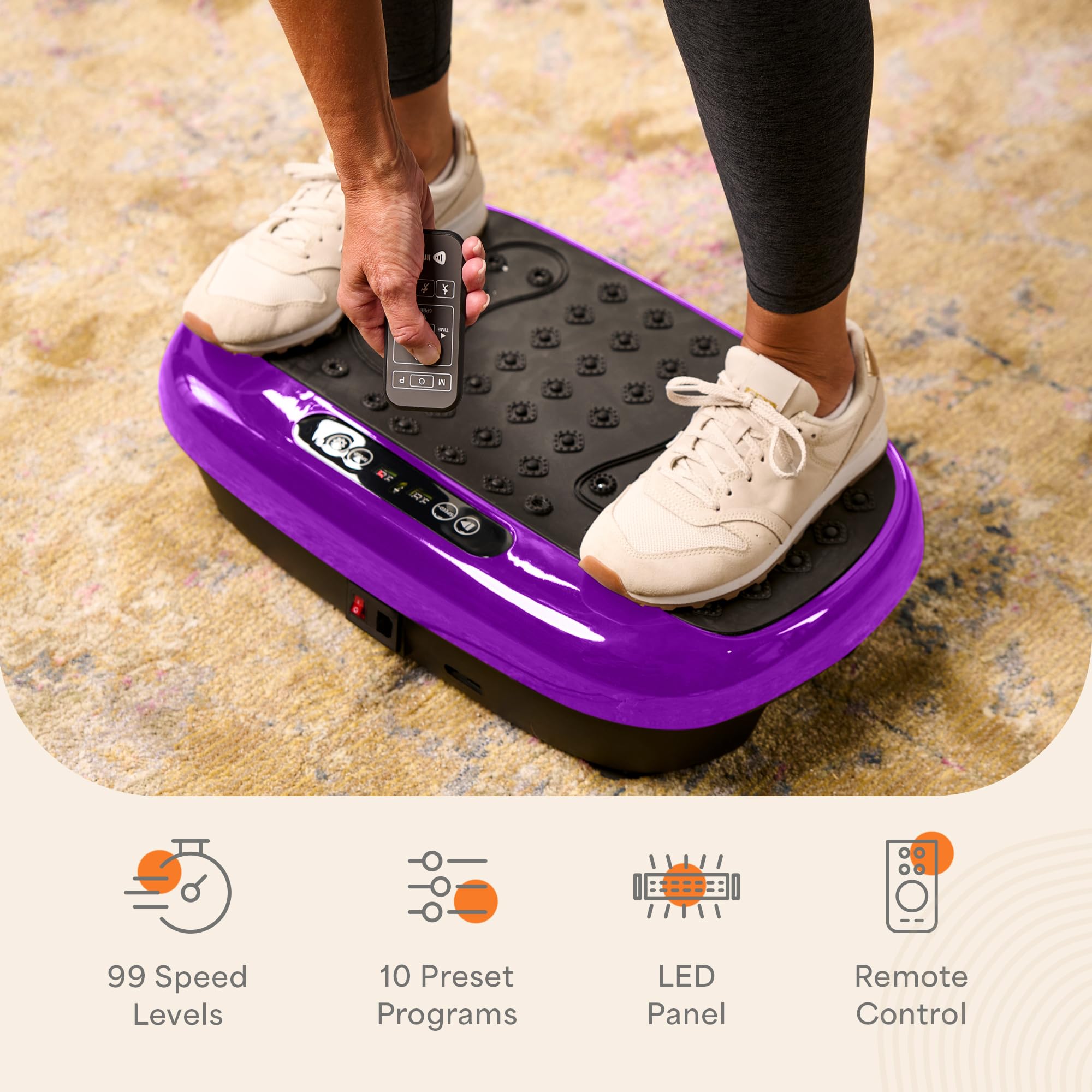 LifePro Hexaplate Lite Plateforme Vibrante pour Drainage Lymphatique avec Télécommande, Écran LED, 99 Niveaux de Vitesse, Moteur Silencieux de 200 W