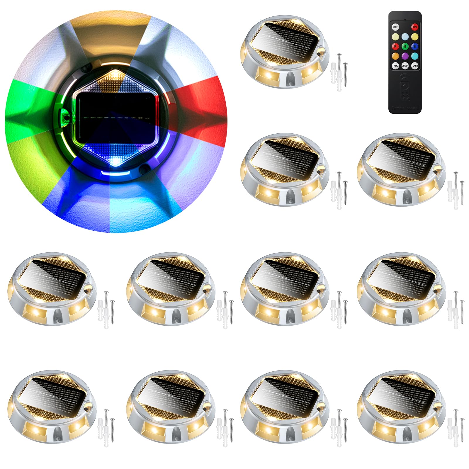 AGPTEK 12 Modes 9 in 1 Solar Outdoor Lights with Remote Control 12 Pack 30H Runtime IP67 Waterproof