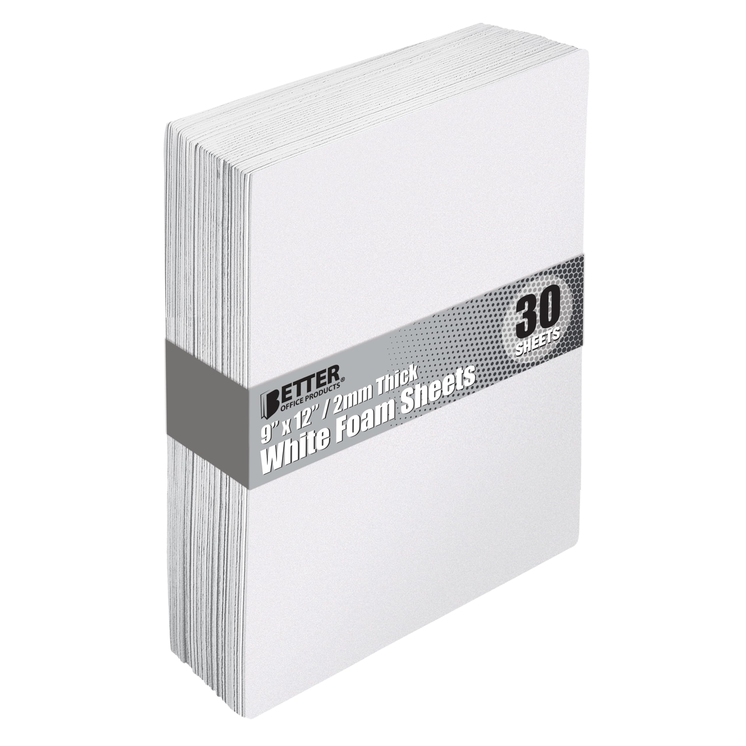 Better Office Products White EVA Foam Sheets, 30 Pack, 2mm Thick, 9 x 12 Inch, White Color, for Arts and Crafts, 30 Sheets Bulk Pack