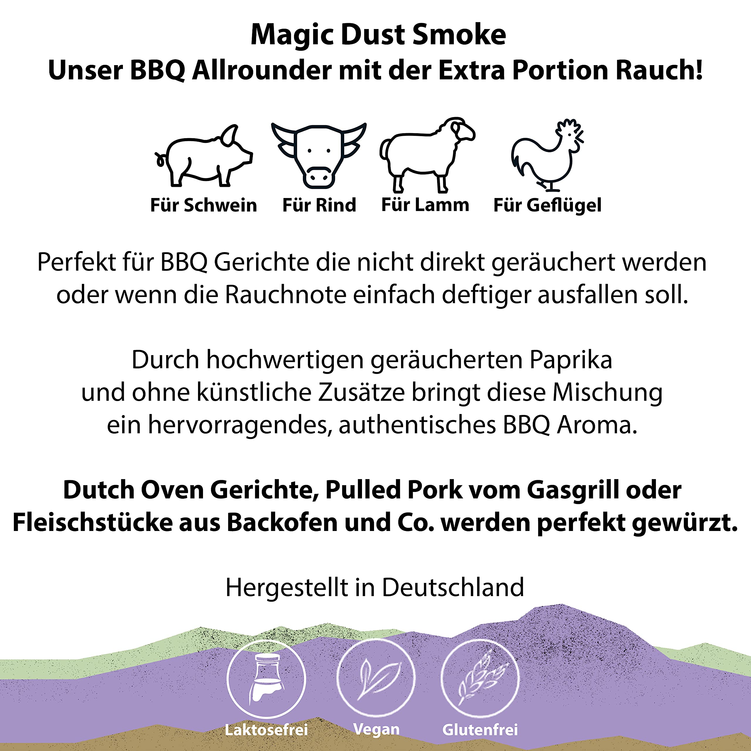 Royal Spice Magic Dust Smoke BBQ Rub - 1kg Beutel - BBQ Gewürzmischung mit geräucherter Paprika und Rauch für unwiderstehlichen Geschmack zum Barbeque