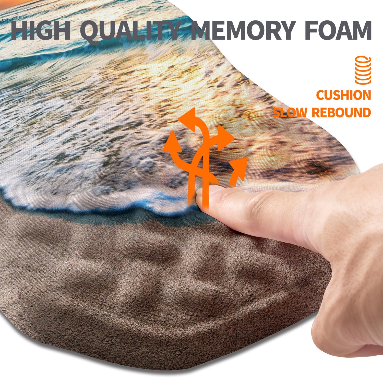 Tappetino per mouse ergonomico con supporto per il polso con massaggio incrociato, poggiapolsi in memory foam integrato, per alleviare il dolore al tunnel carpale (30,5 x 20,3 cm, Sunrise