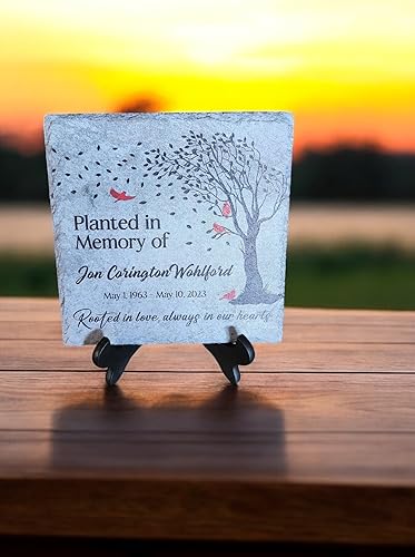 Miniatura 6 de Piedra conmemorativa personalizada en memoria de papá, regalo de condolencia de piedra de jardín conmemorativo cardenal por la pérdida de papá, papá