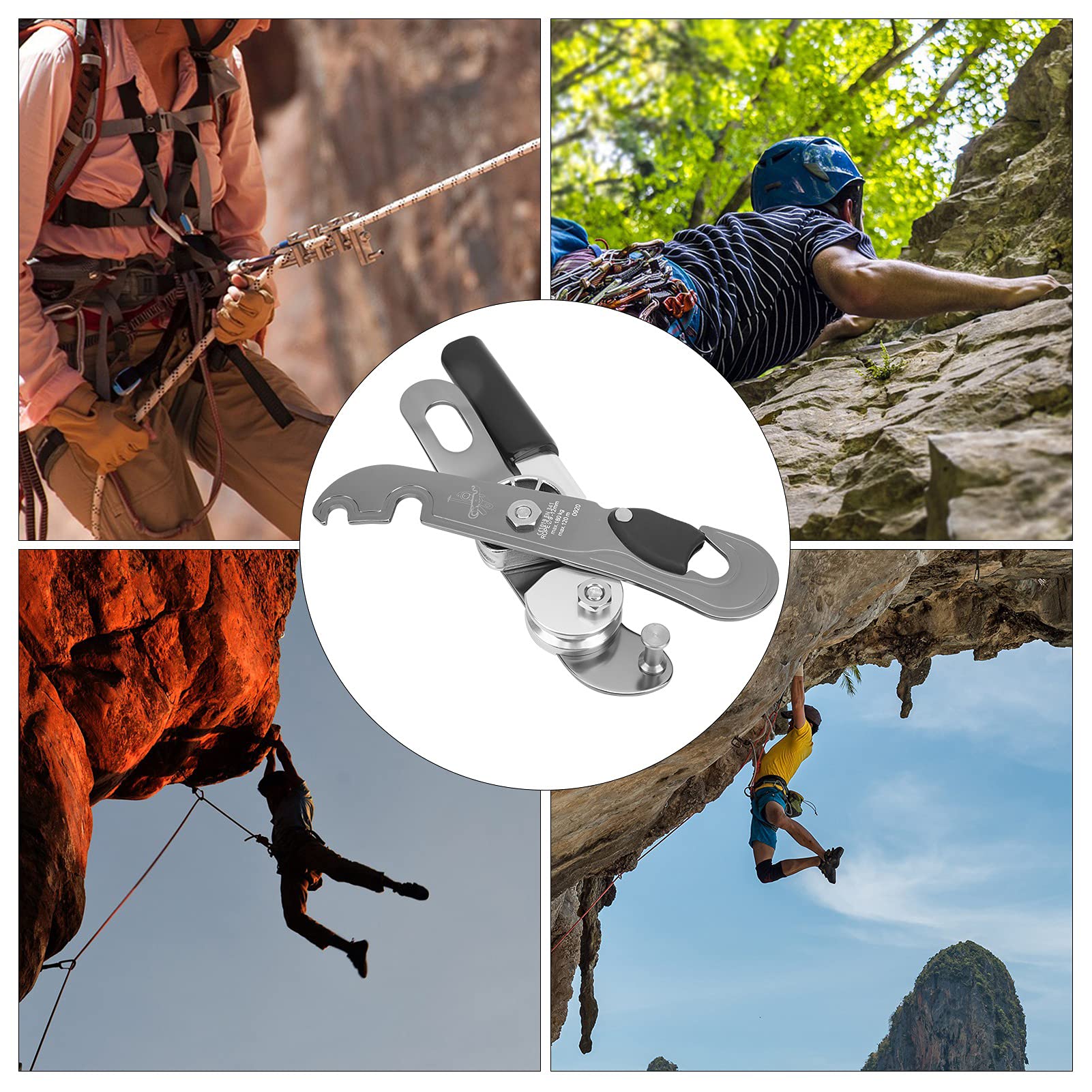 Leapiture Climbing Descender Climbing Stop Descender Rappelling Gear Ascender Device Abseiling Equipment Climbing Belay Device for Mountaineering Cave Exploration