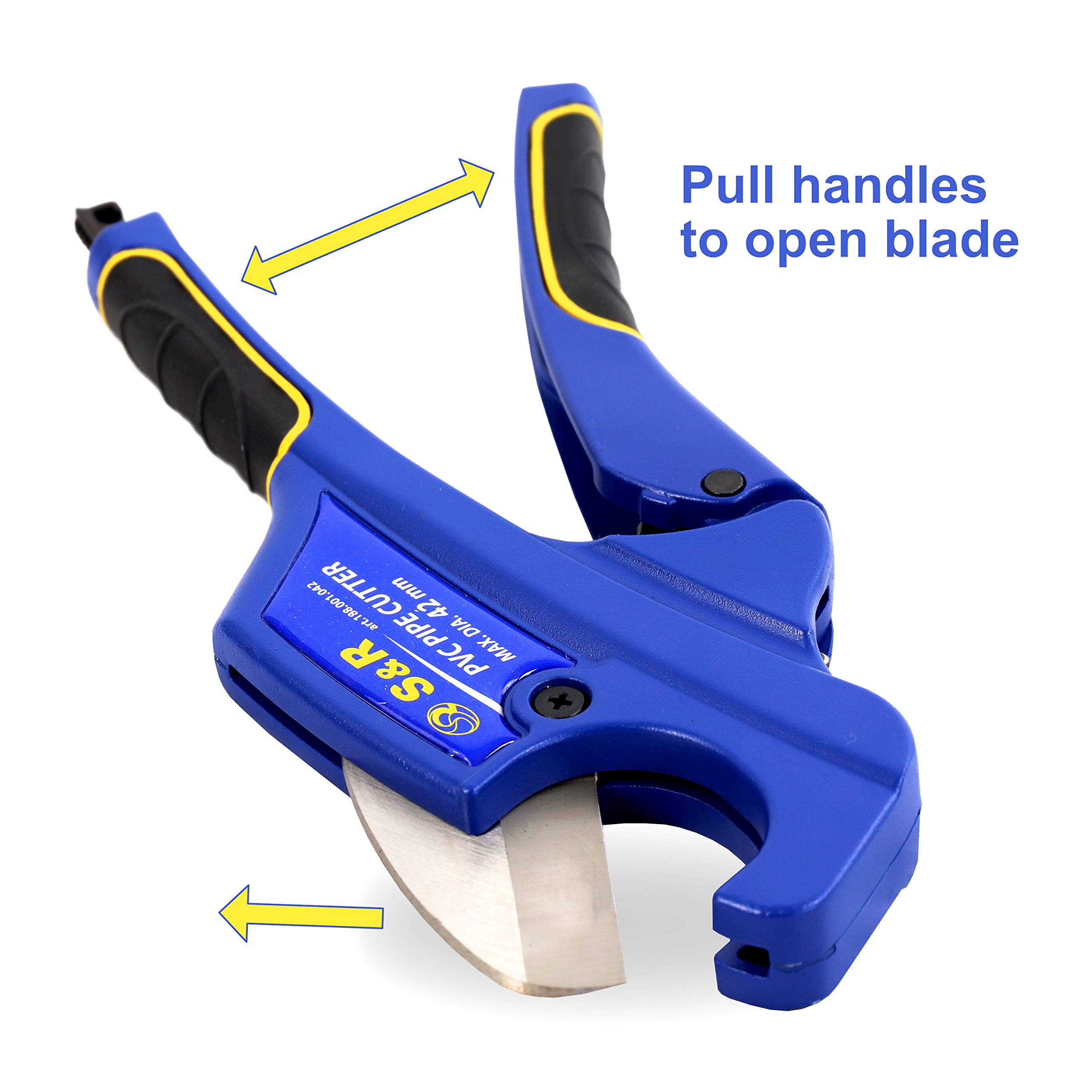 Coupe-Tube S&R 42 Mm – Cisaille PVC, PPR, PE-X, CPVC Avec 2 Lames Inox HRC 54 + Lame De Rechange Incluse