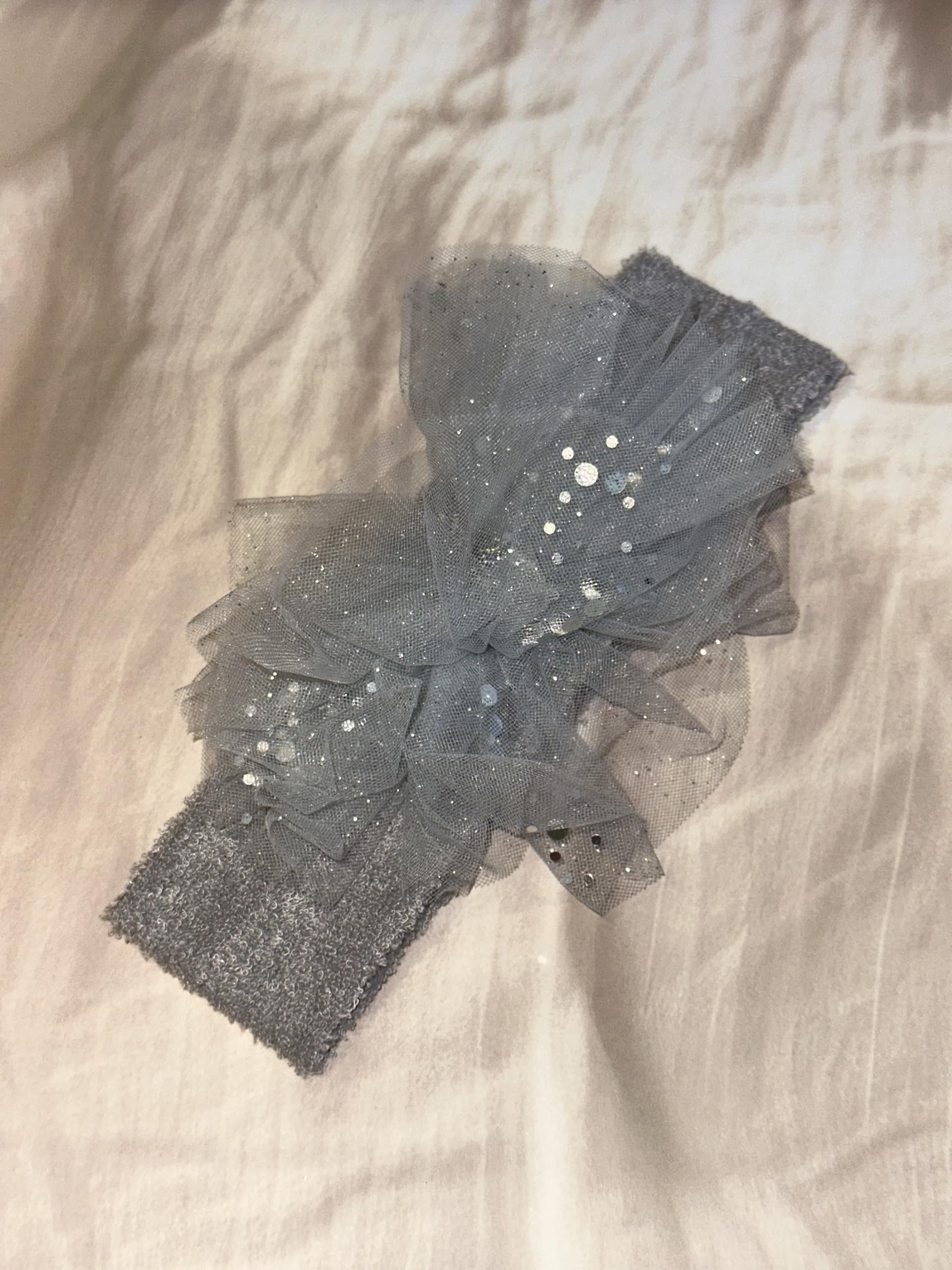 Baby & Toddler Tulle Bow Headbands, Soft Stretch Hair Bands with Subtle Shimmer for Photoshoots, Birthdays & Everyday Styling (Silver Grey)-image-24