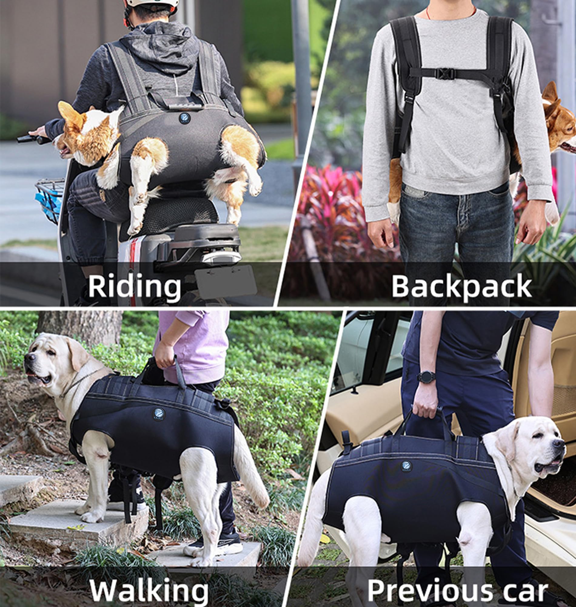 Arnés de Elevación para Perros Mediano Gran,Arnés de Cuerpo Entero Perro,Arnes Ayuda Perro,Arnes de Transporte para Perros, Suave,Impermeable, Ajustable,Negro,3XL