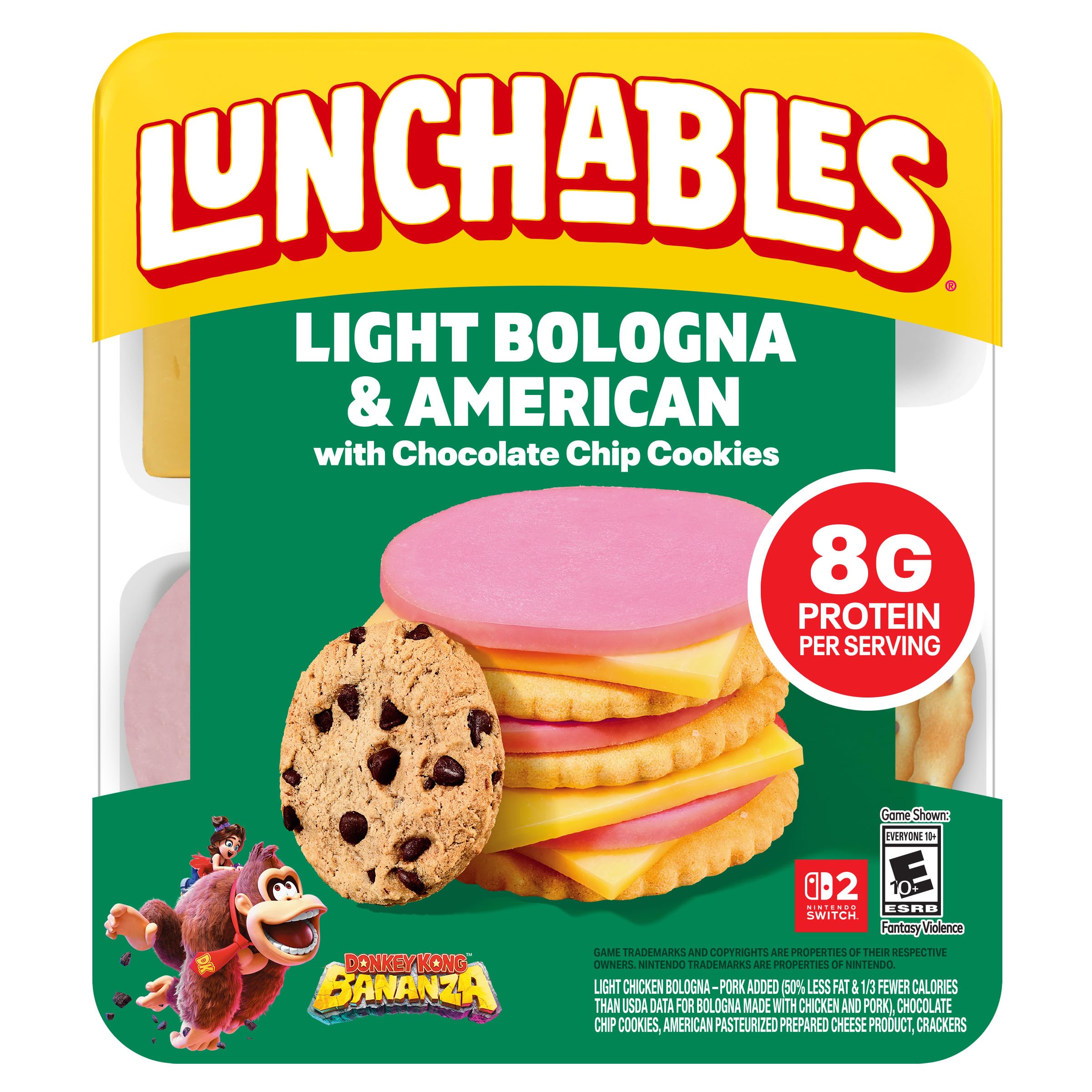 Light Bologna & American with Chocolate Chip Cookies, 3.1 oz Pack