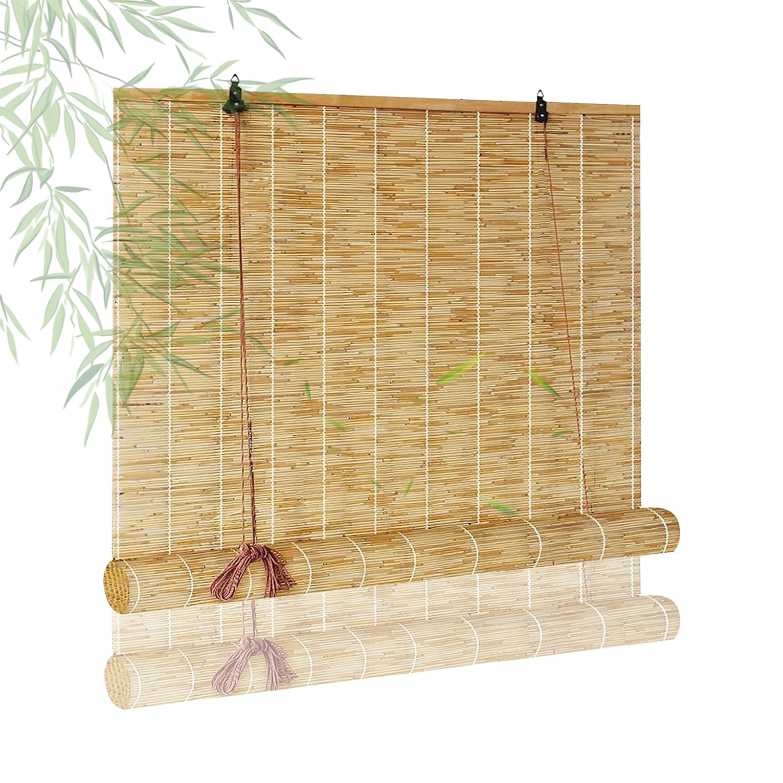 ZAJENKUB Natural Outdoor Blackout Shade Bamboo Blinds Roll Up Sunshade 50 90 100 120 150 160 170 cm Reed Curtains Roman Made To Measure Blind Bamboo for Kitchen Door Windows