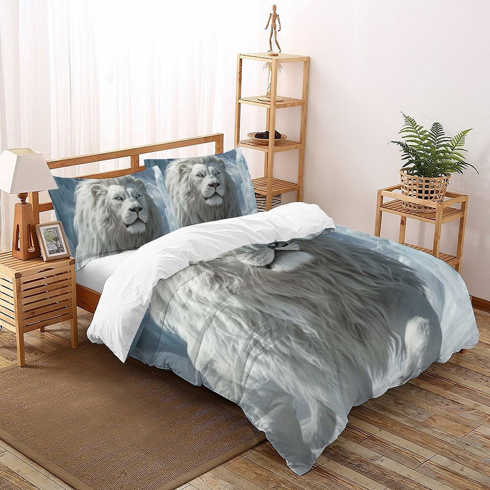 Housse de couette 200x200cm microfibre animaux lit double enfant avec fermeture