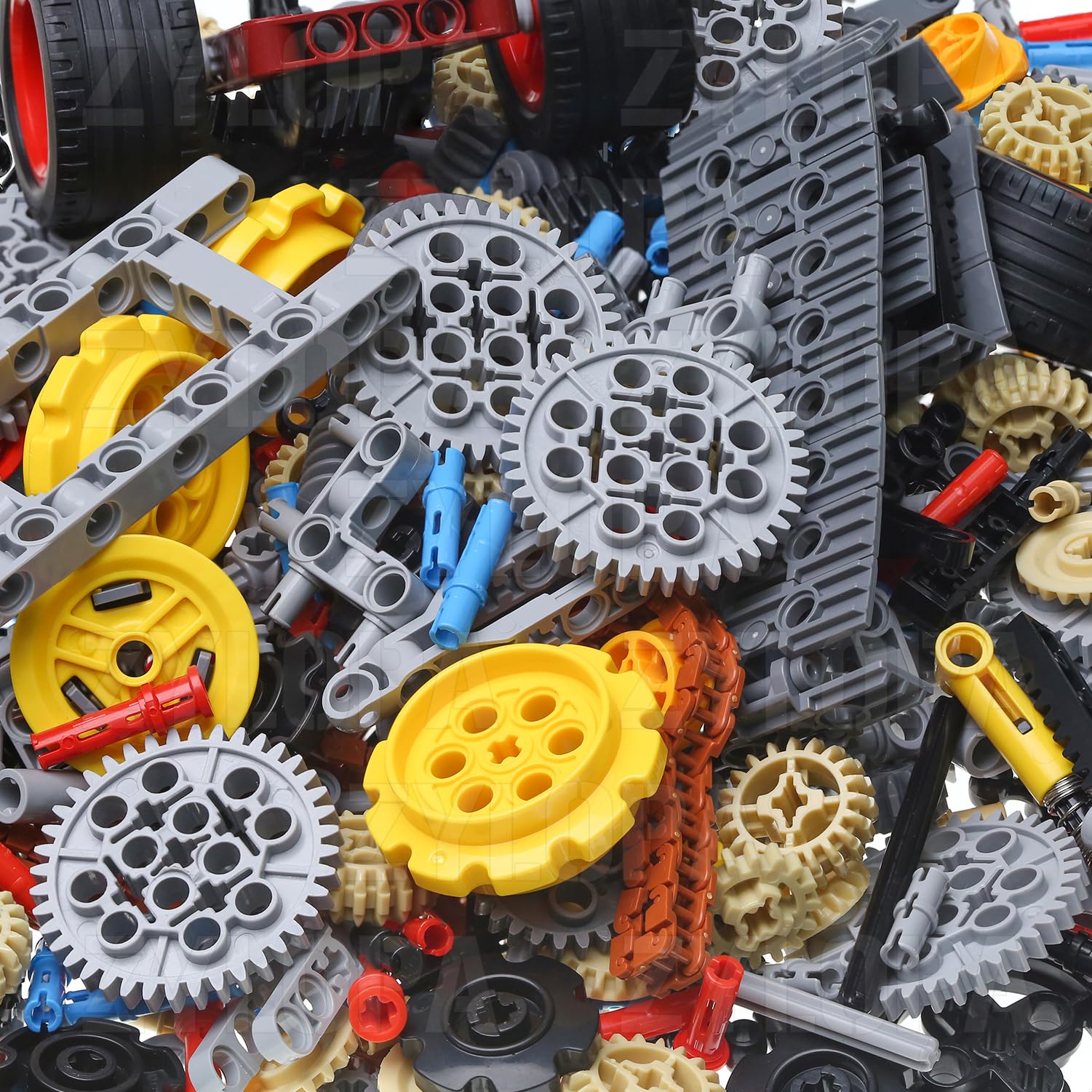 854 Piezas Technic-Parts-Set de Engranajes Ejes-Pasadores-Bricks-Connector Caja de Cambios-Juntas universales-Cadena-Orugas Amortiguadores-Ruedas de Coche-Neumáticos-Eje de dirección