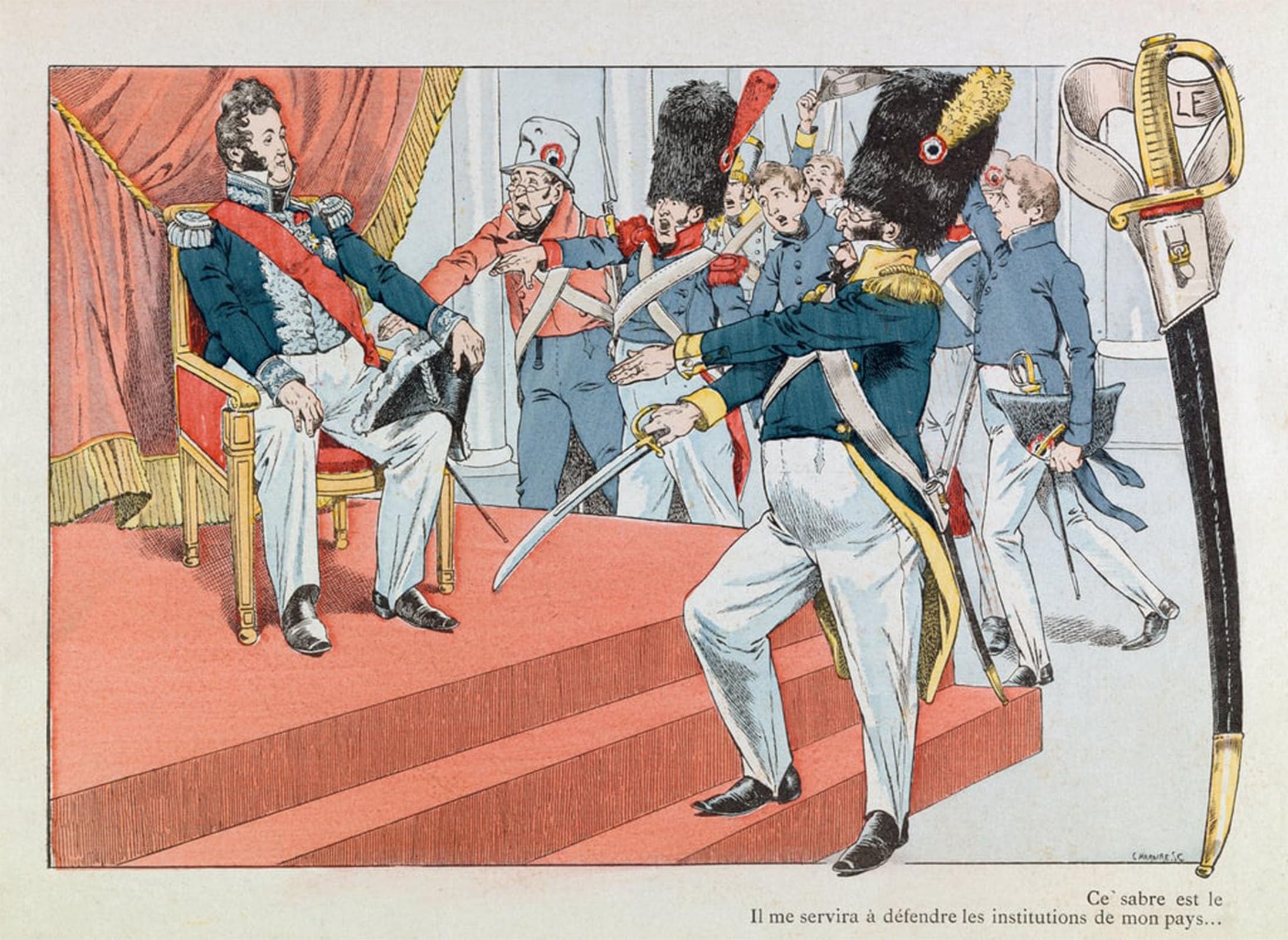 POSTERIIk Vintage Art Print Images Pictures Print Illustration Taken From the Book Les Epees De France Louis on the Throne Modern Colour Posters for Office Home Decor 60x90cm