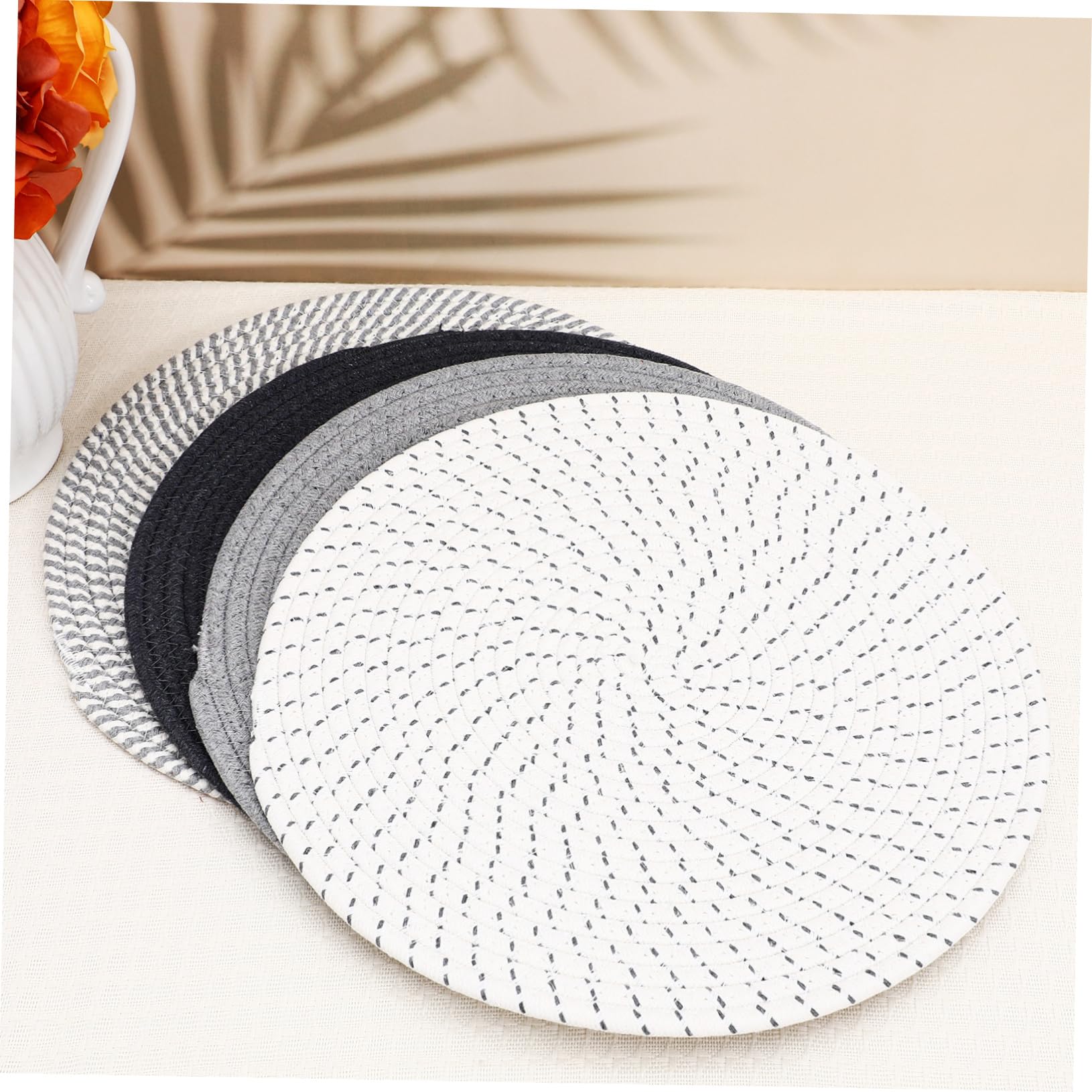 Corda di Cotone Tovagliette Rotonde 4 Pezzi Intrecciate