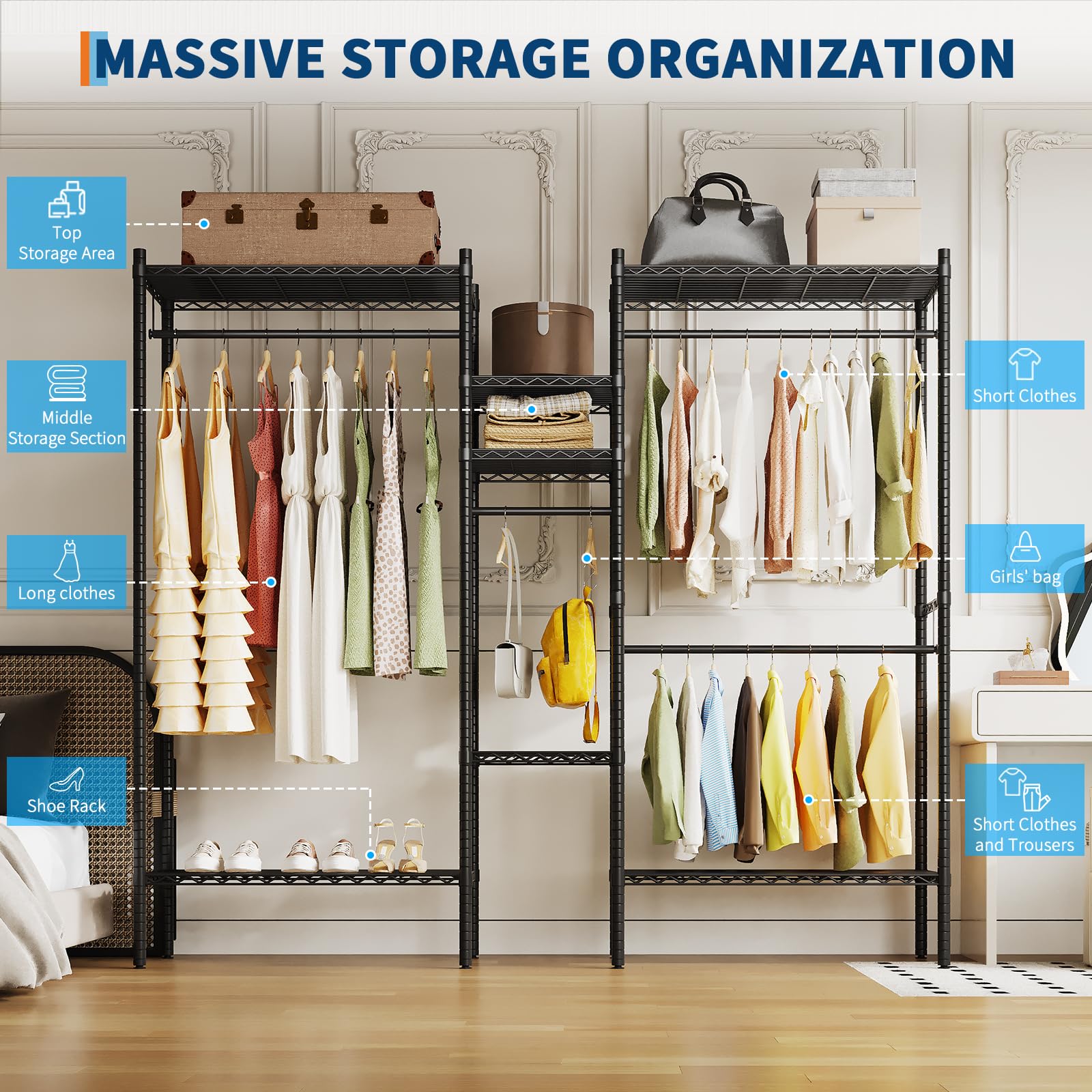 Garvee Con Ropa Burro - Organizador De Armario, Color Negro, Resistente, Fácil De Montar, Diseño Compacto, Almacenamiento Eficiente