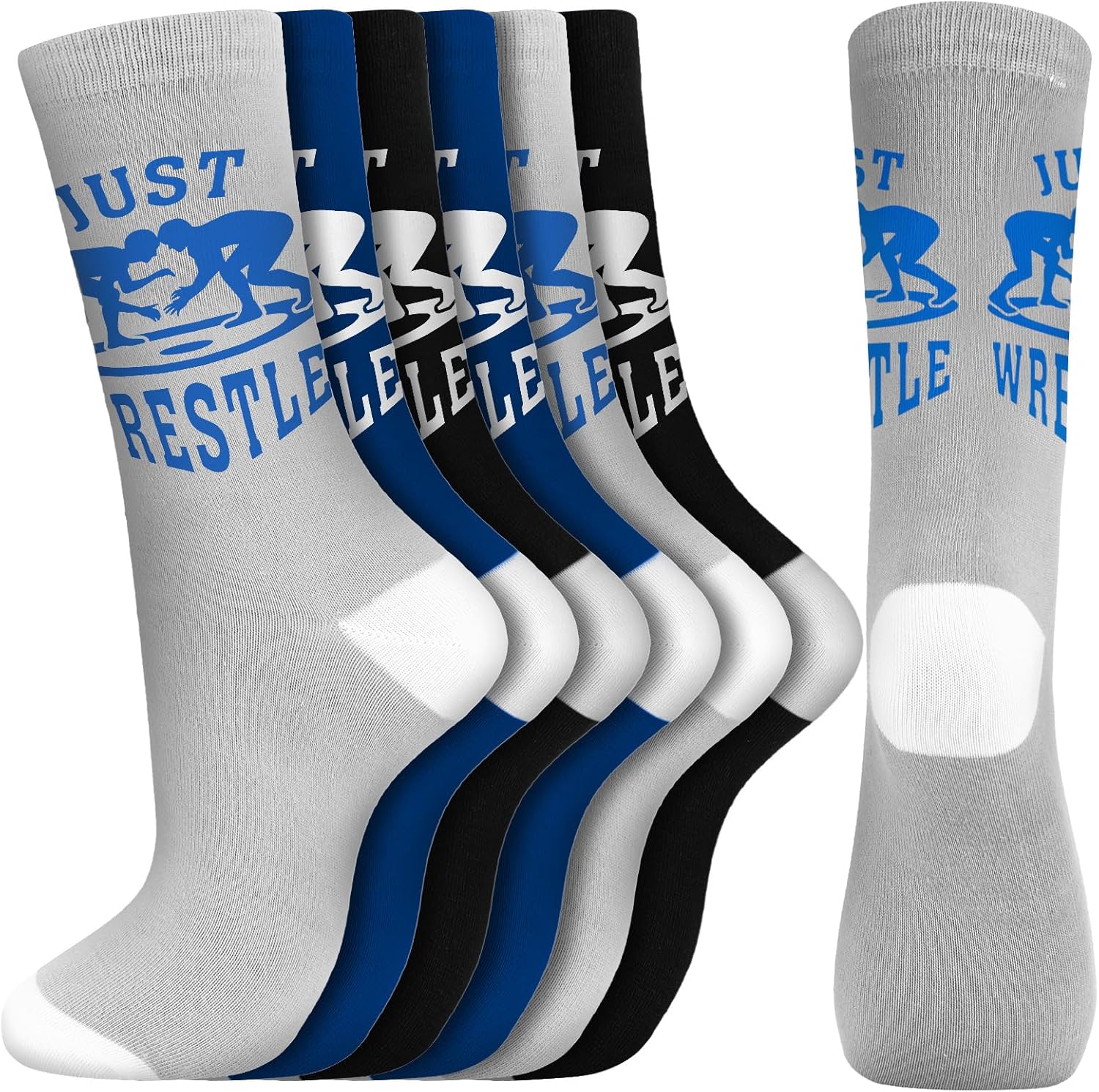 Suhine 9 Pairs Just Wrestle Mid Calf Wrestling Socks Athletic Wrestle Socks Novelty Clothing Wrestling Gifts for Adult Men Women
