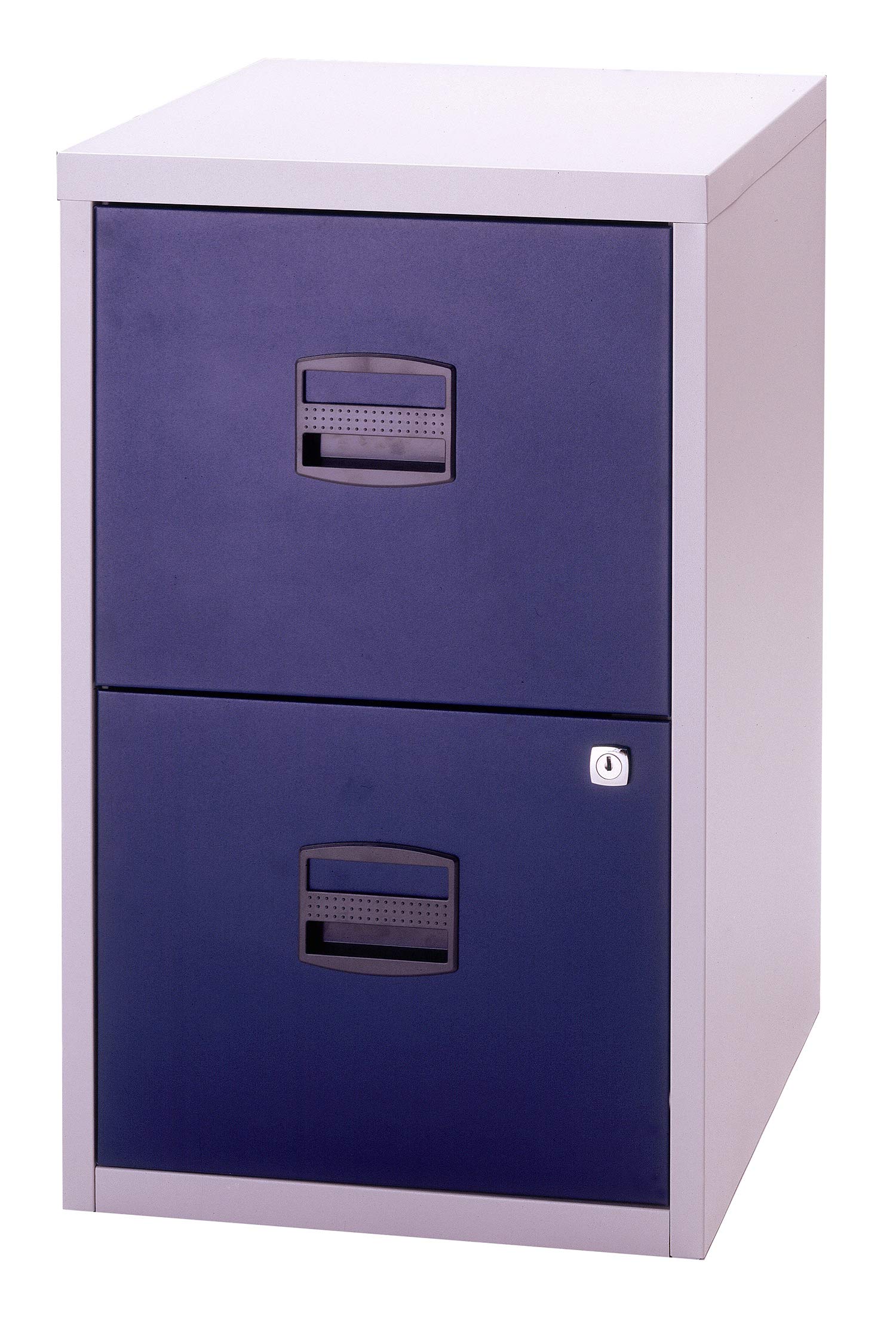Bisley Home PFA - Armadietto pensile con 2 cassetti, in Metallo, Struttura 505 Grigio Chiaro, facciata Blu Oxford, 40 x 41,3 x 67,2 cm