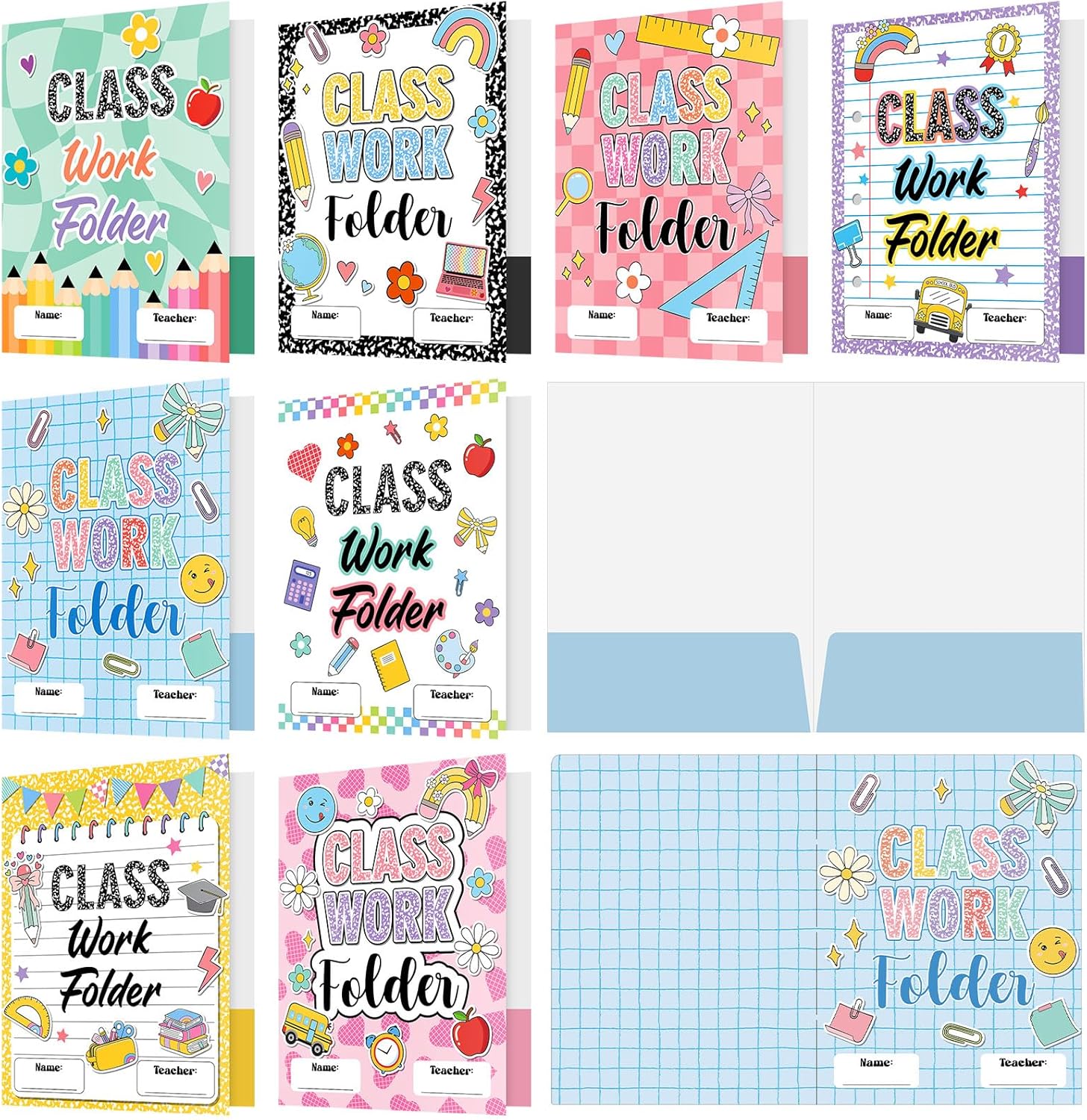 Yeaqee 32 Pcs Classwork Folders Homework Folders for Students Classwork Pocket Folder Portfolio Folder Homework Organizer for Classroom School Teachers Gifts Educational Supplies(Blackboard)
