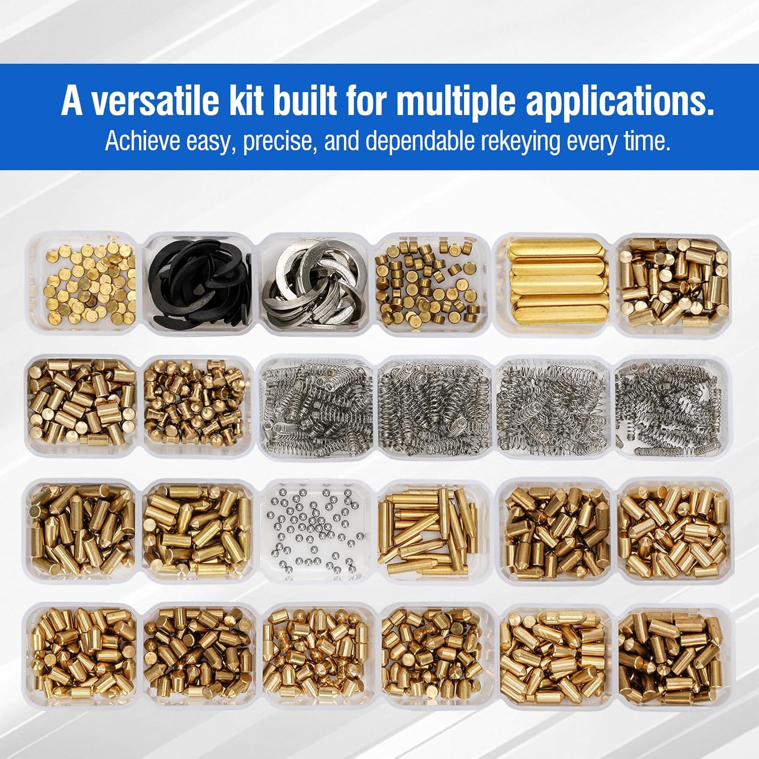 Re-Key Kit SC1 & SC4 Complete Rekeying Kit 1100-Piece for Sc-hlage Locks, Compatible with SC1/SC4 Door Component, Bottom Pin, with Pins, Springs, Cap, Tail Piece, Master Pin,and SC1 Pick