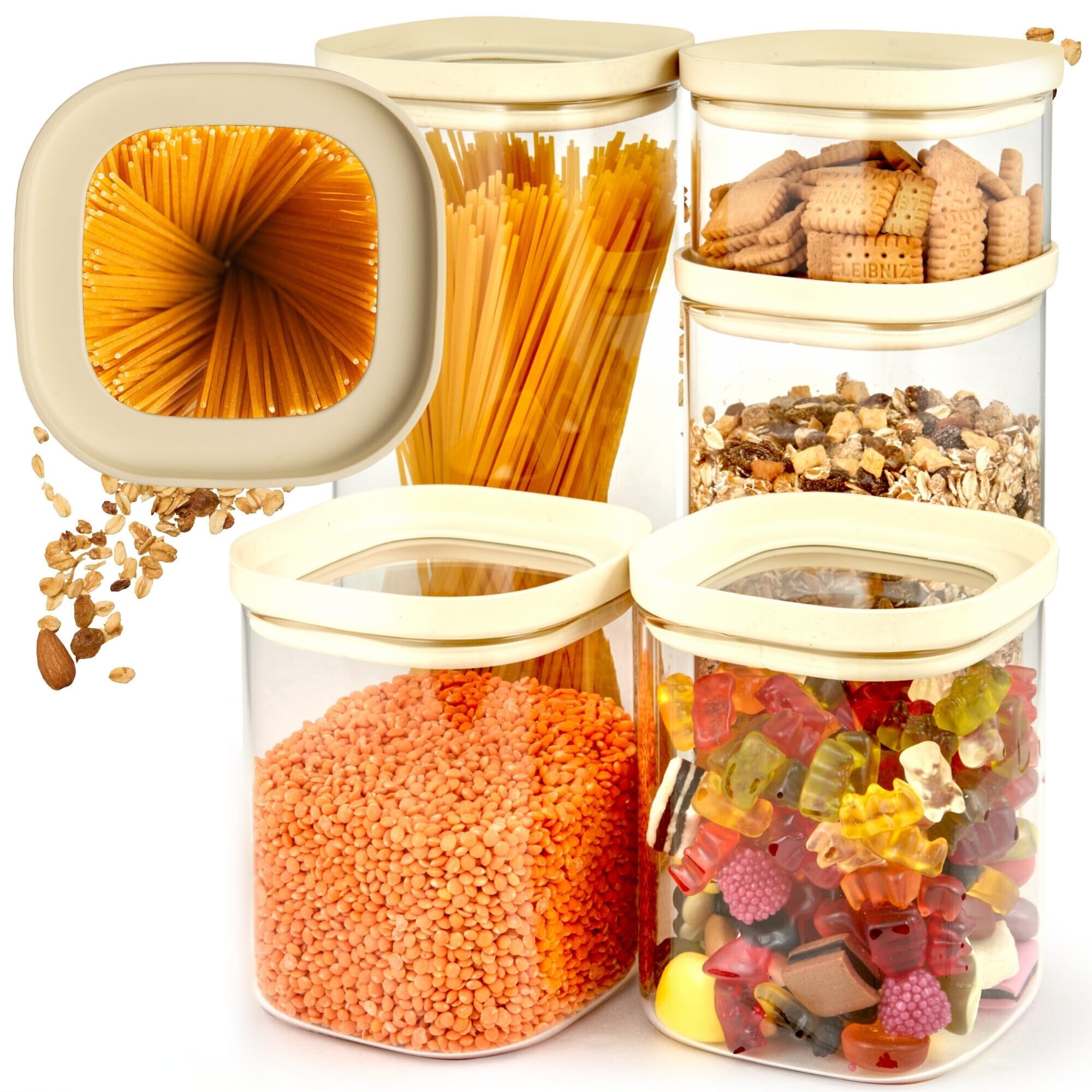 Barattoli Vetro Da 1500ml Con Coperchio - Set Di 4 Per Alimenti - Con Etichette E Pennarello - Foto 3