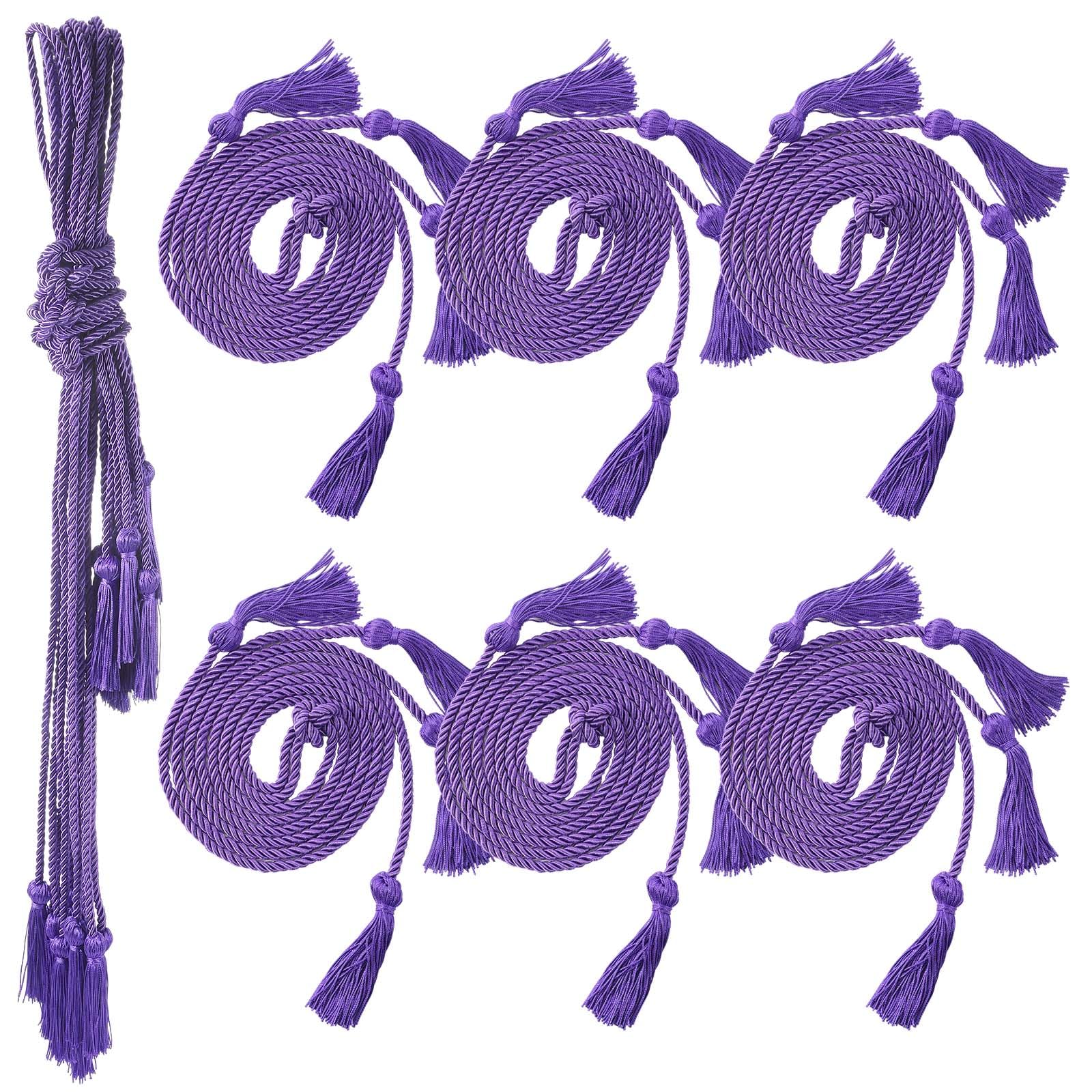 Hahafelt 6 Pieces Double Graduation Honor Cords 2025 with Tassels Rope Honor Cord for 2025 Graduation Students Bachelor Master Doctoral Gown Grad Decor(Purple)