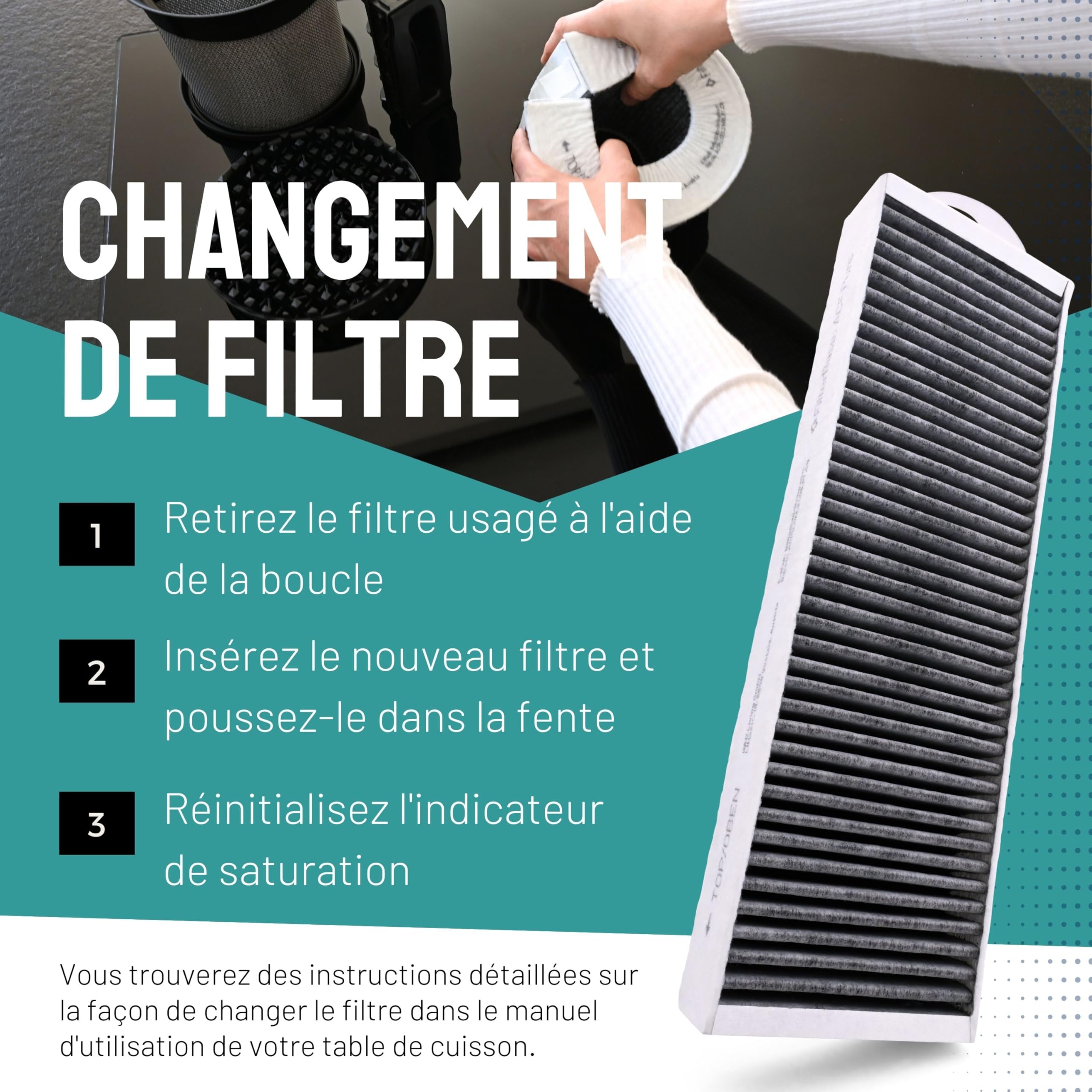 FilterBase® Filtre à charbon actif compatible avec le filtre Bora Pure PUAKF | Filtre à charbon de haute qualité pour votre plaque de cuisson PURU ou PUXU avec circulation d'air